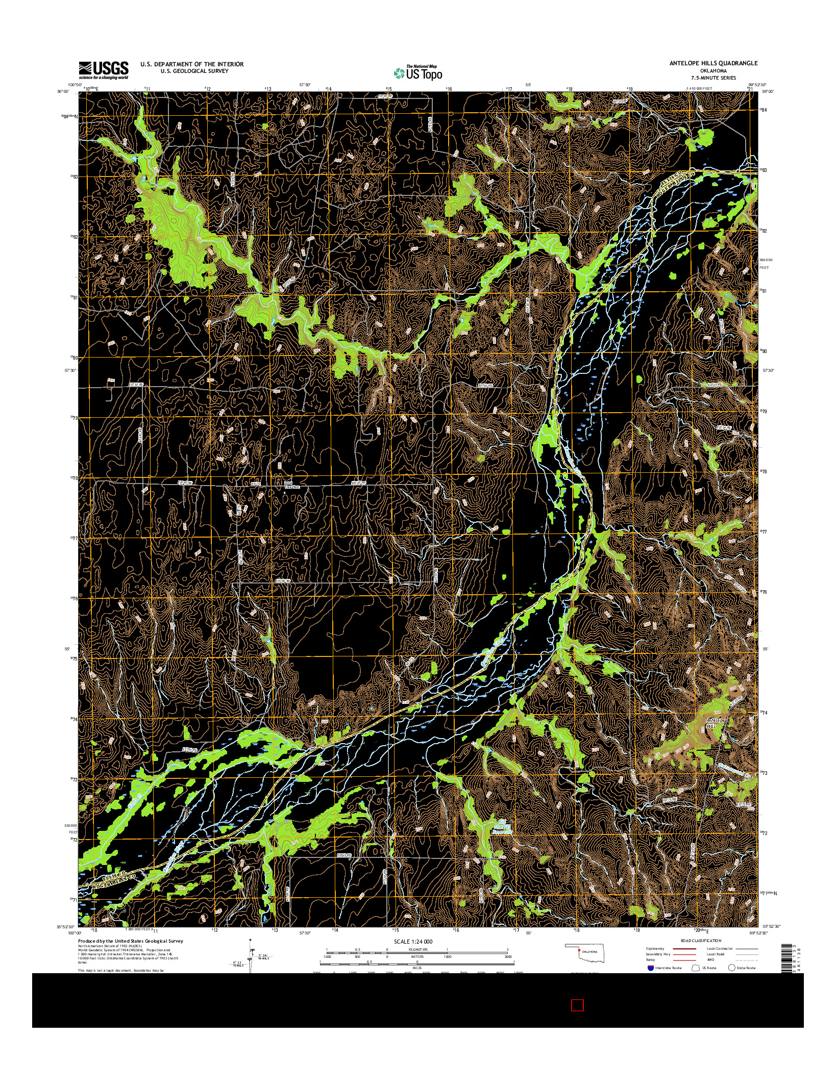 USGS US TOPO 7.5-MINUTE MAP FOR ANTELOPE HILLS, OK 2016