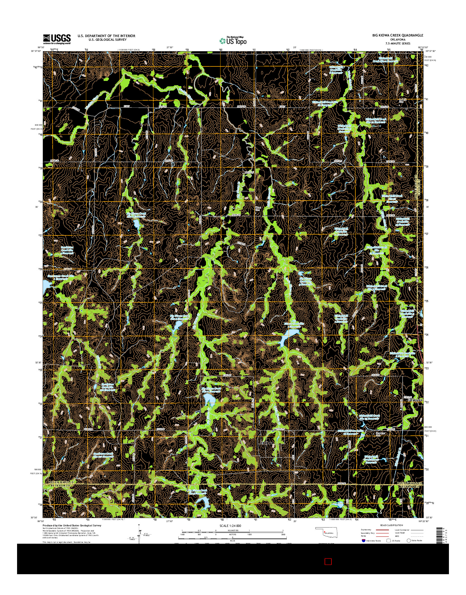 USGS US TOPO 7.5-MINUTE MAP FOR BIG KIOWA CREEK, OK 2016