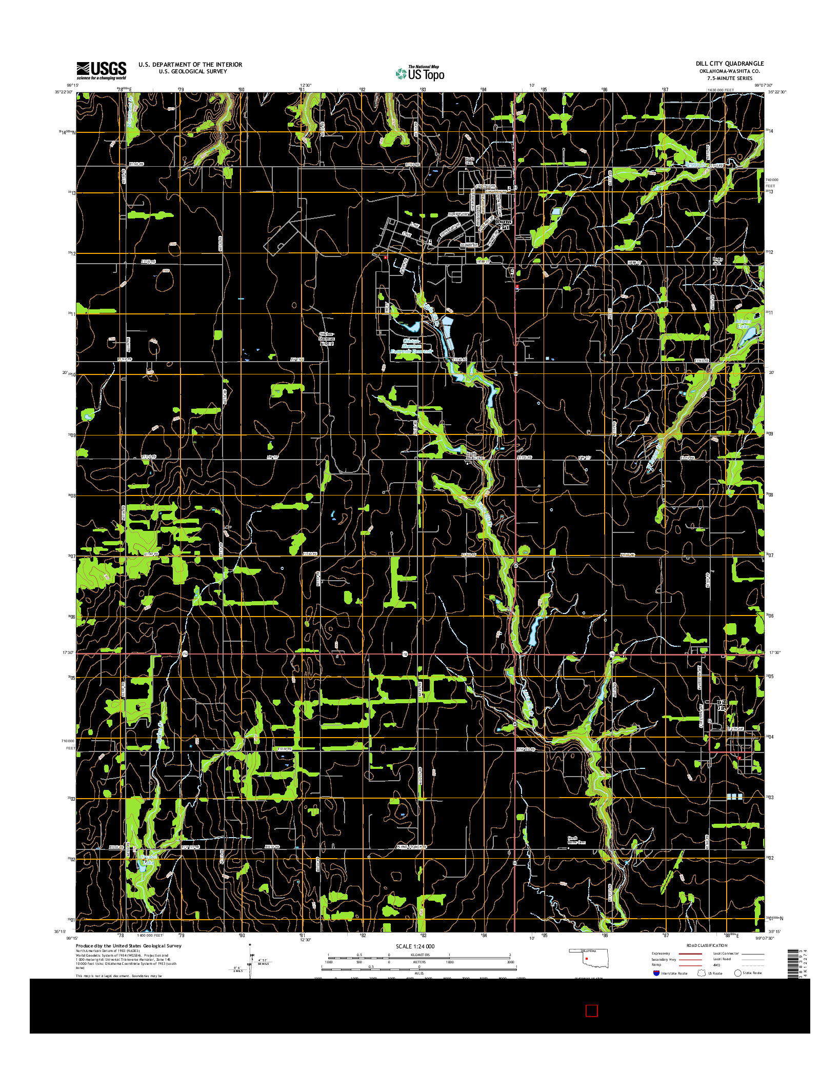 USGS US TOPO 7.5-MINUTE MAP FOR DILL CITY, OK 2016