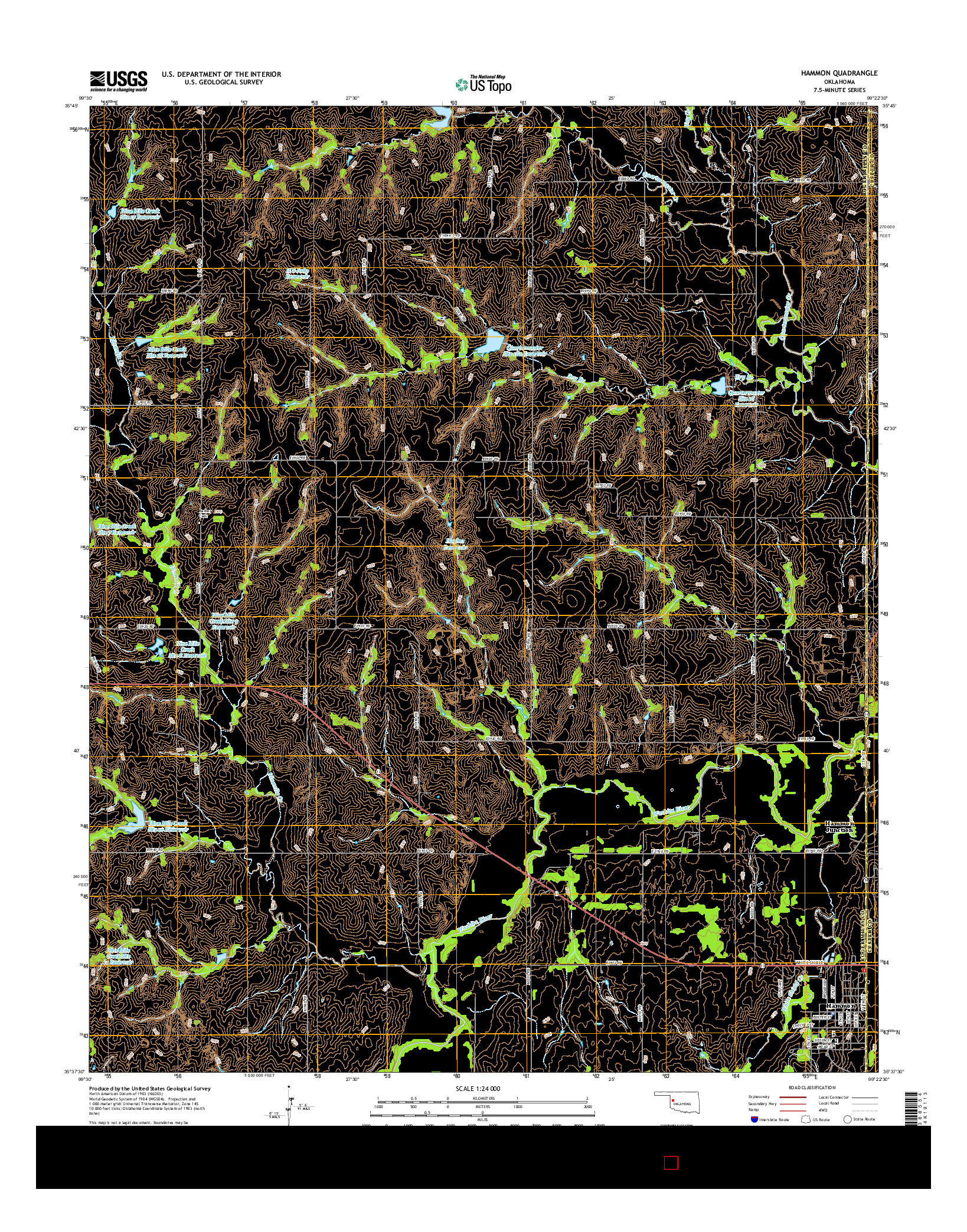 USGS US TOPO 7.5-MINUTE MAP FOR HAMMON, OK 2016