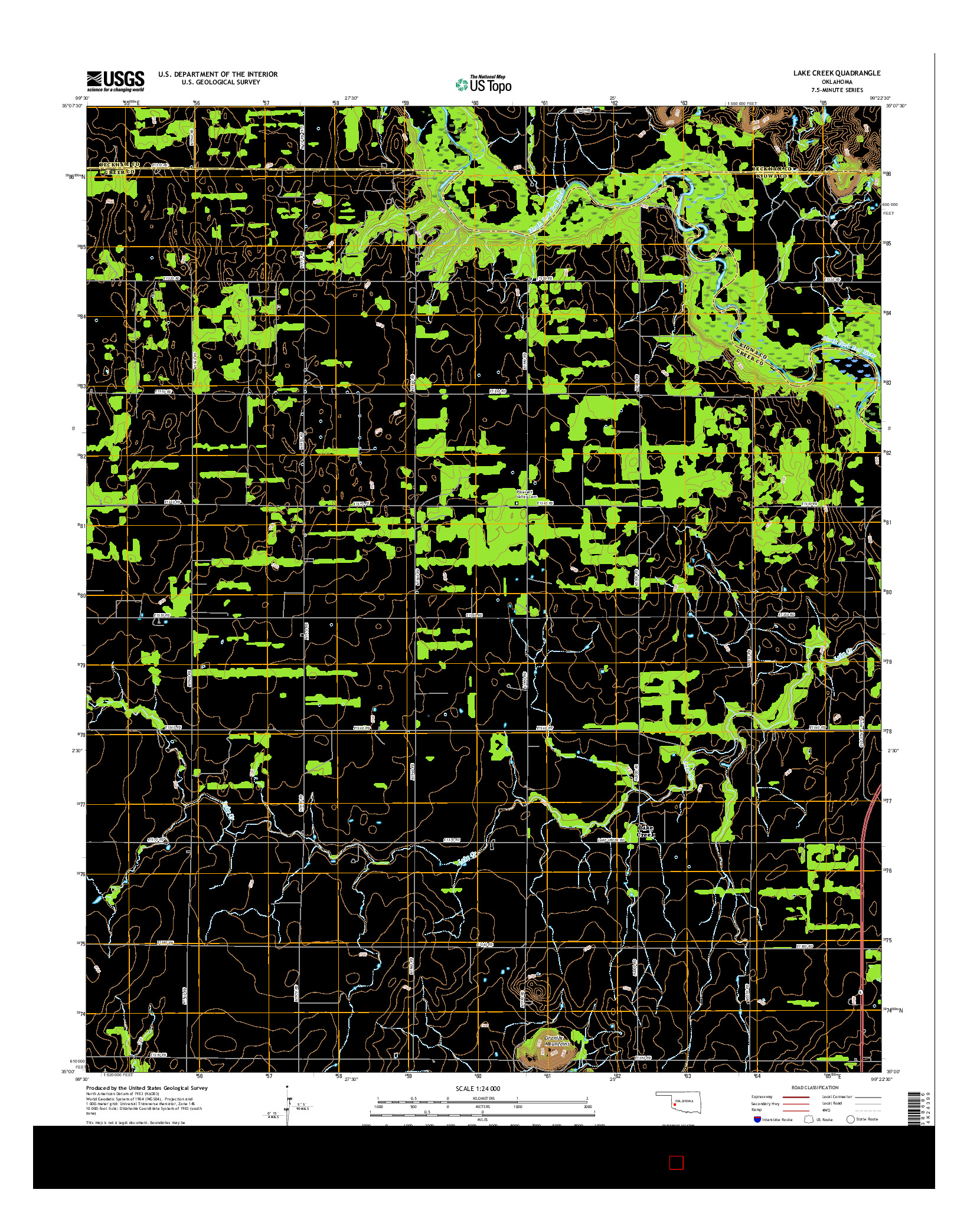 USGS US TOPO 7.5-MINUTE MAP FOR LAKE CREEK, OK 2016