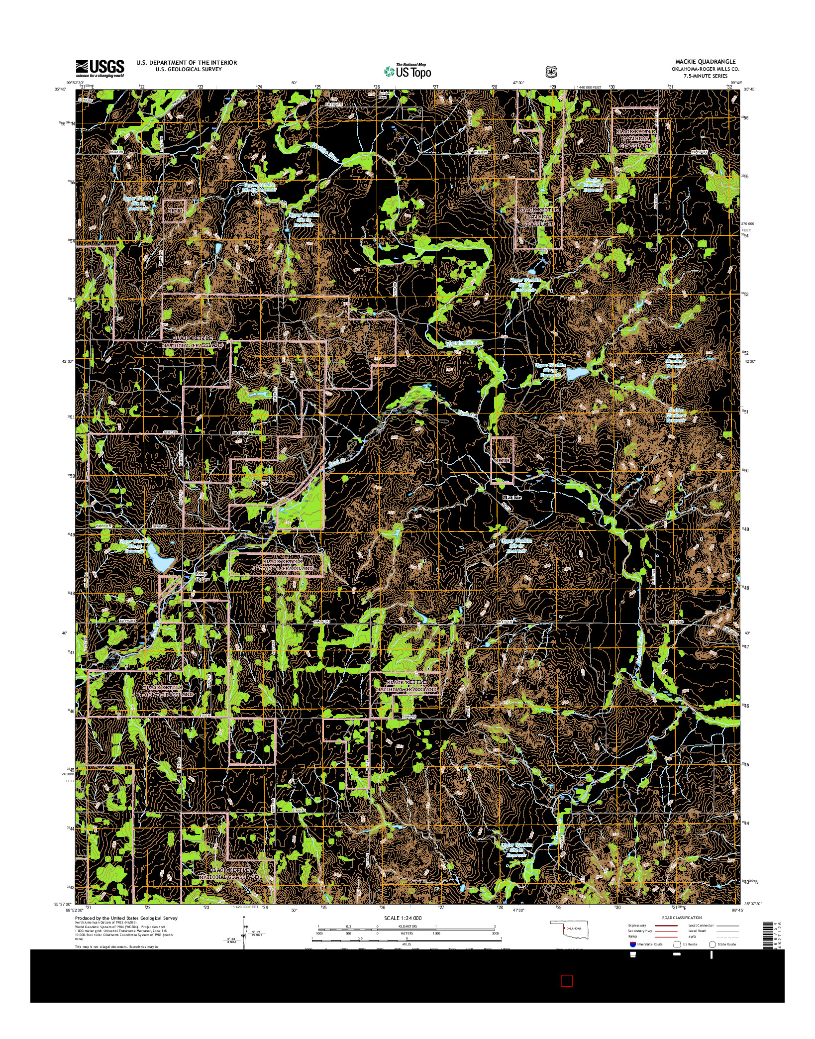 USGS US TOPO 7.5-MINUTE MAP FOR MACKIE, OK 2016
