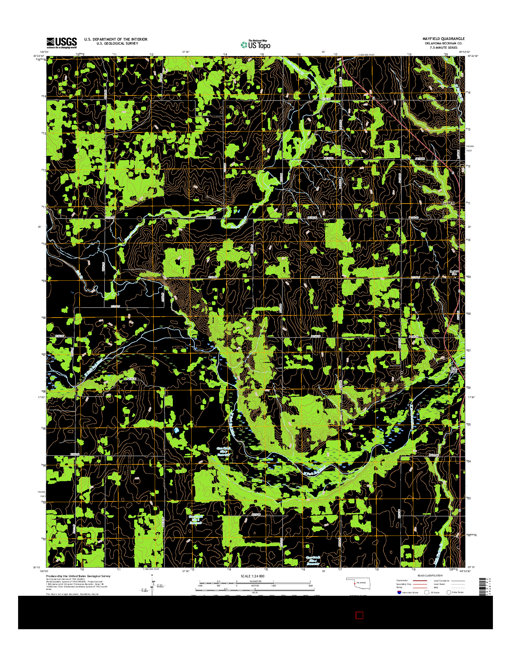 USGS US TOPO 7.5-MINUTE MAP FOR MAYFIELD, OK 2016