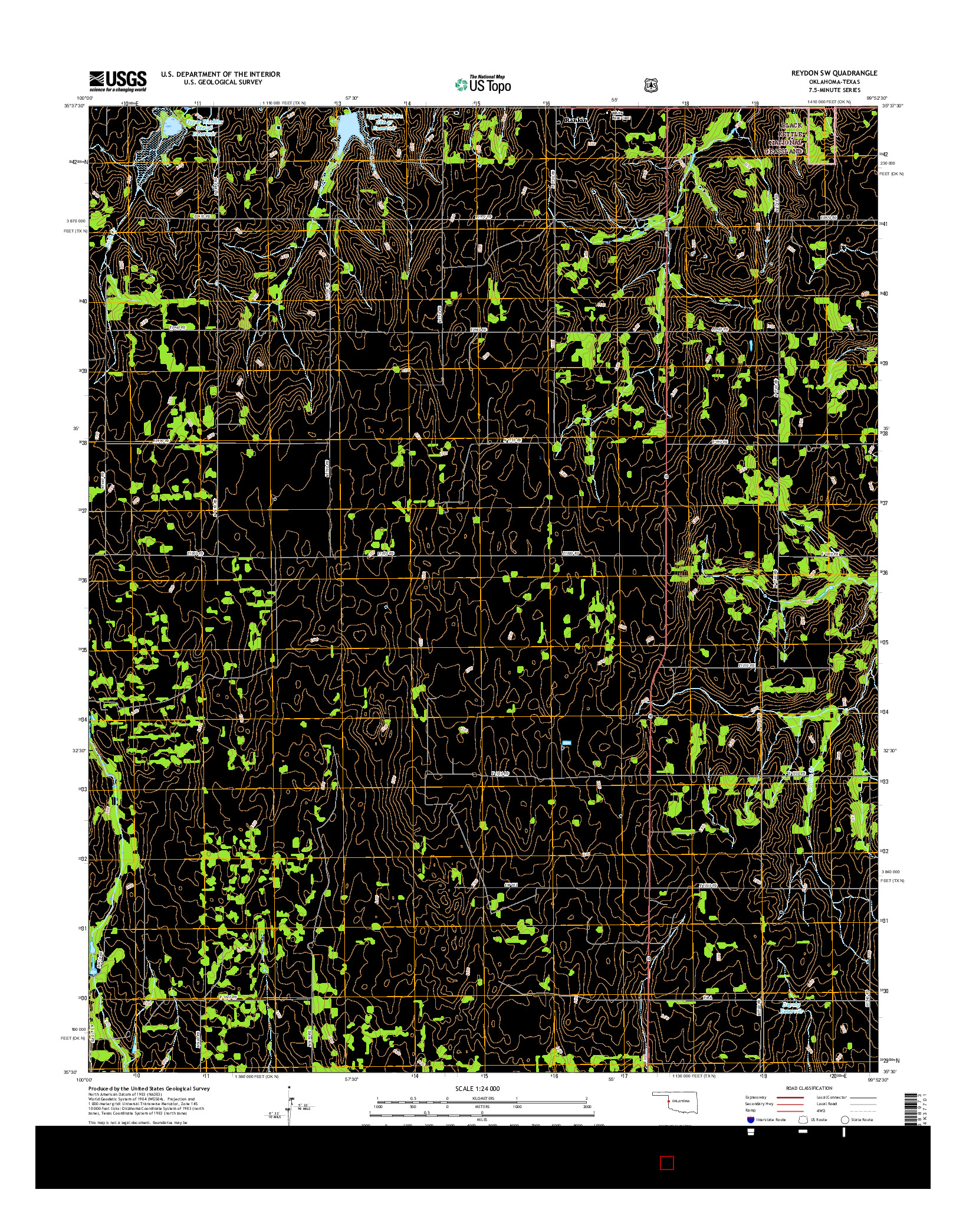 USGS US TOPO 7.5-MINUTE MAP FOR REYDON SW, OK-TX 2016