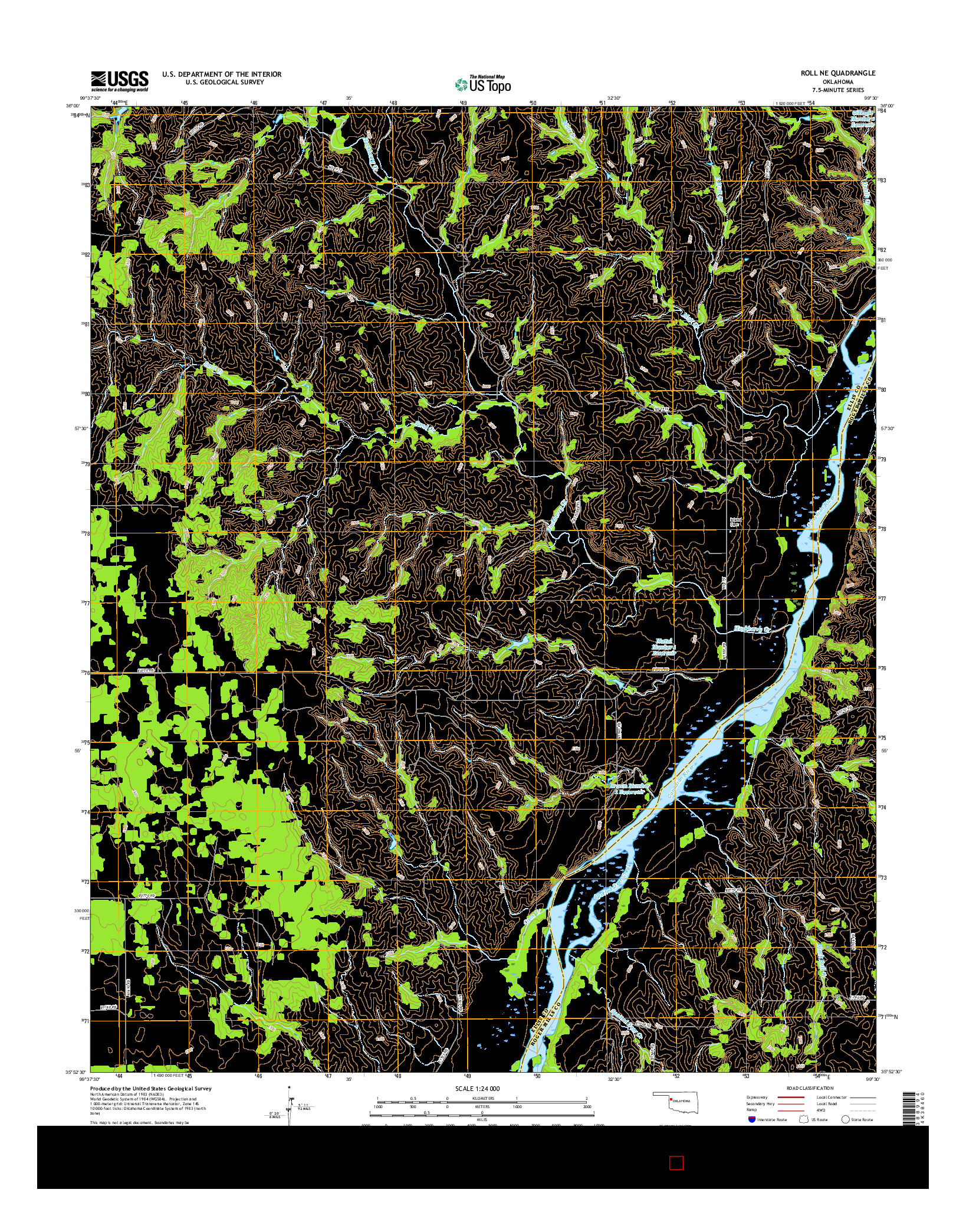 USGS US TOPO 7.5-MINUTE MAP FOR ROLL NE, OK 2016