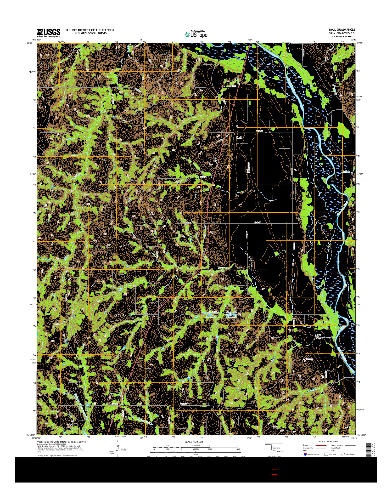 USGS US TOPO 7.5-MINUTE MAP FOR TRAIL, OK 2016