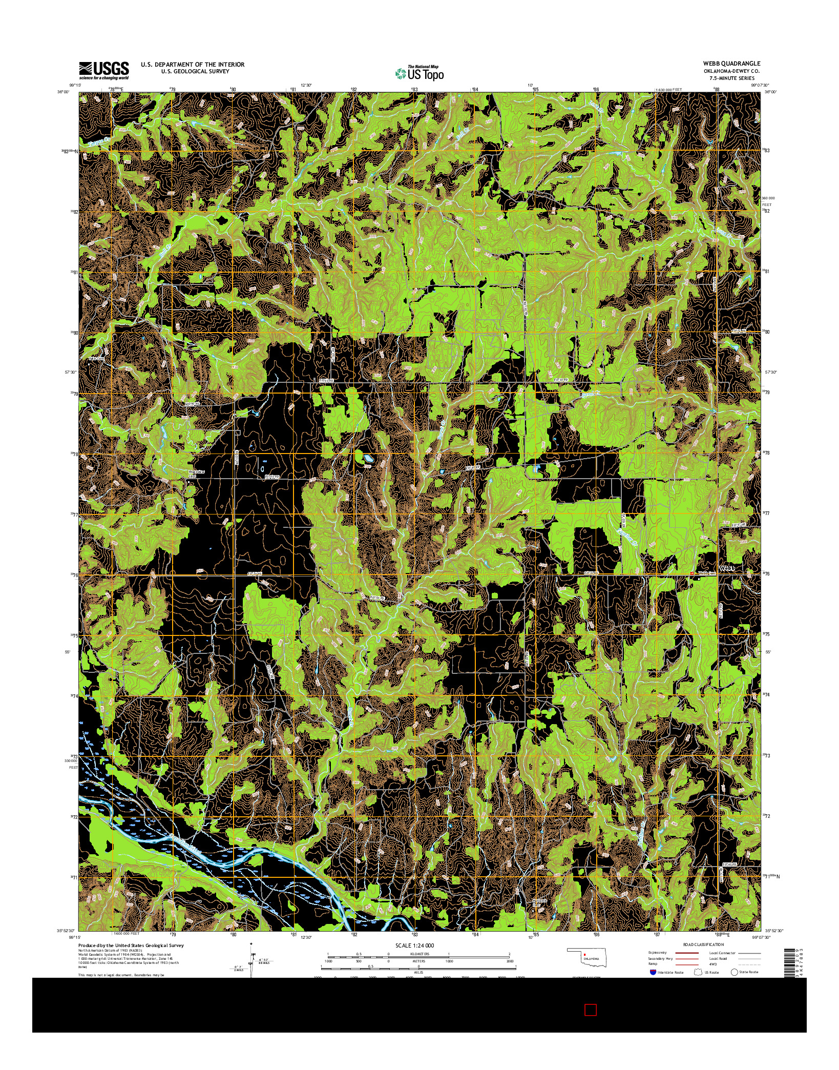 USGS US TOPO 7.5-MINUTE MAP FOR WEBB, OK 2016