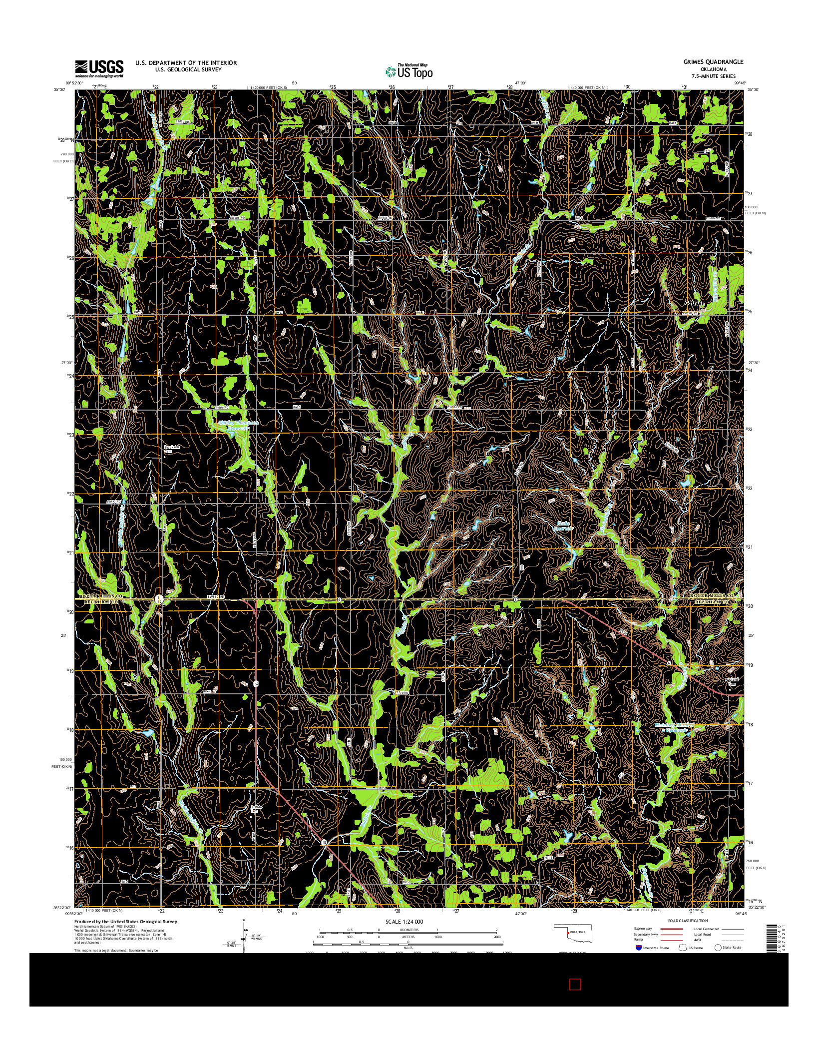 USGS US TOPO 7.5-MINUTE MAP FOR GRIMES, OK 2016