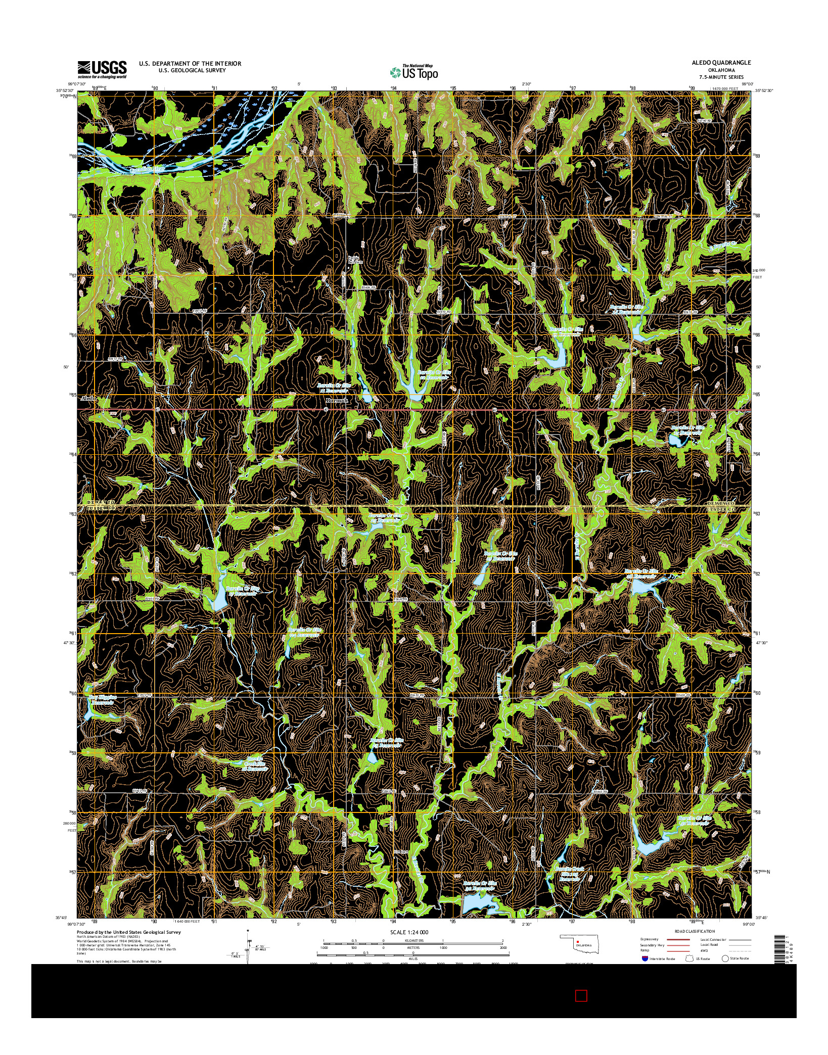 USGS US TOPO 7.5-MINUTE MAP FOR ALEDO, OK 2016