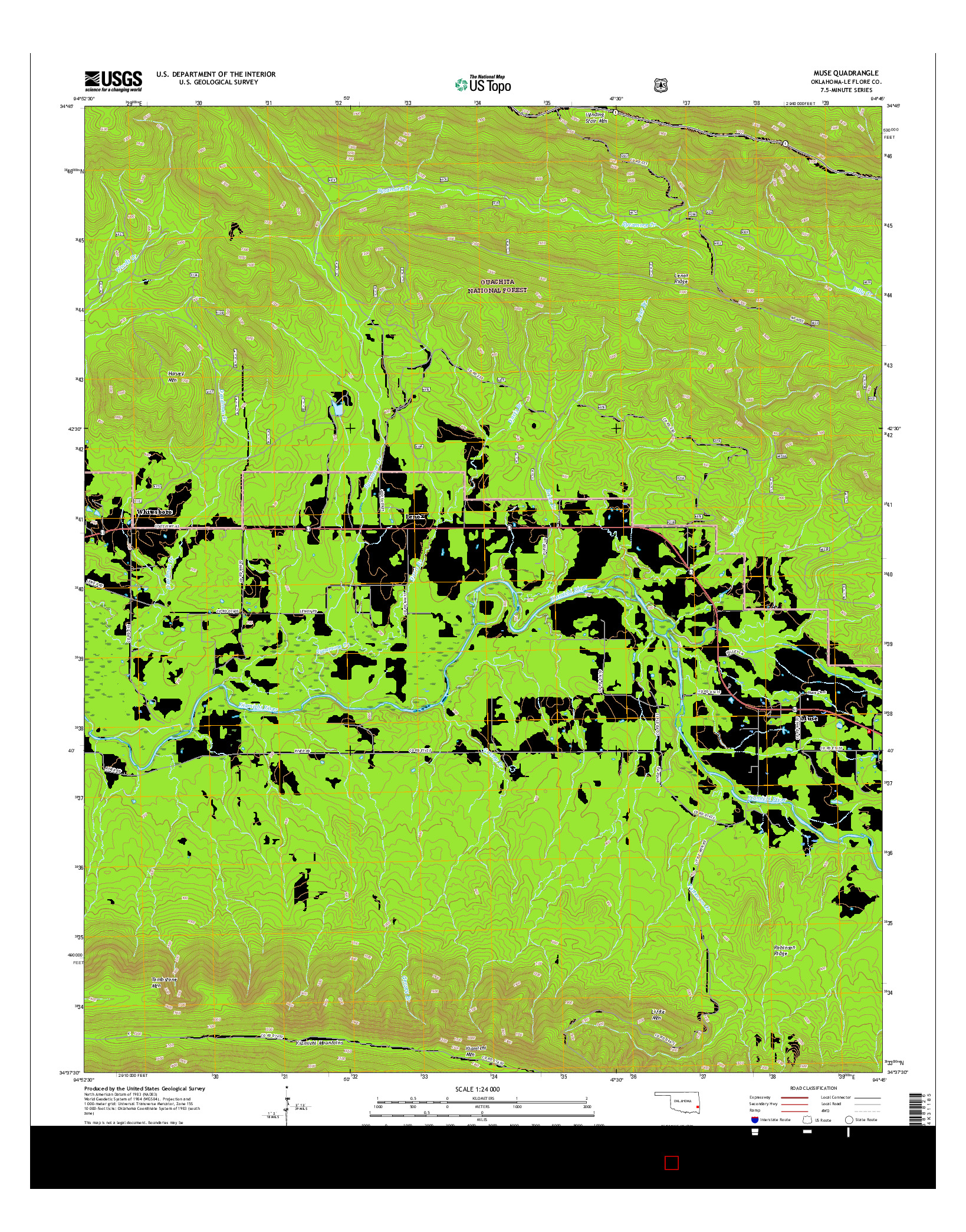 USGS US TOPO 7.5-MINUTE MAP FOR MUSE, OK 2016