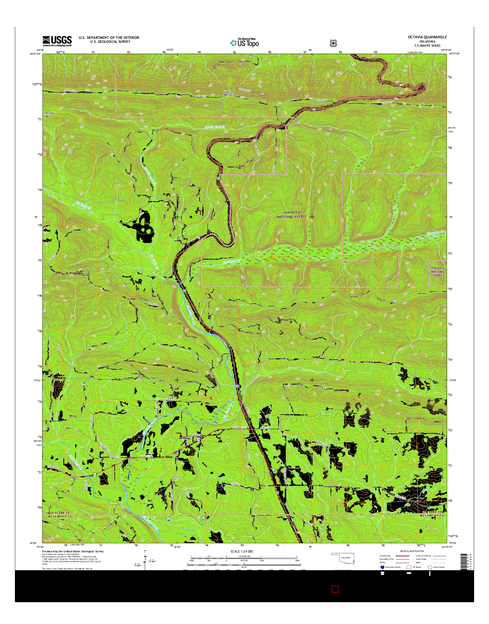 USGS US TOPO 7.5-MINUTE MAP FOR OCTAVIA, OK 2016