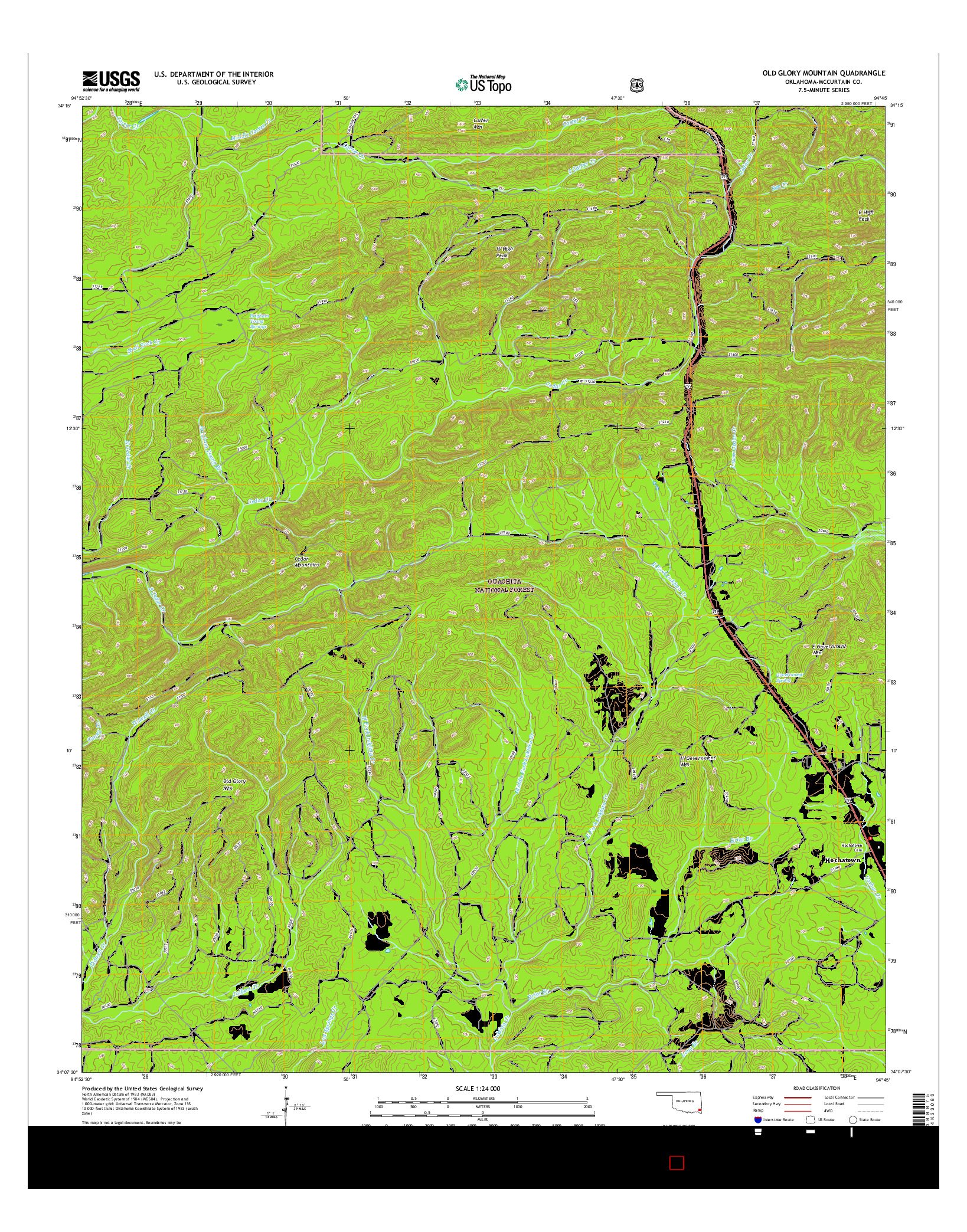 USGS US TOPO 7.5-MINUTE MAP FOR OLD GLORY MOUNTAIN, OK 2016