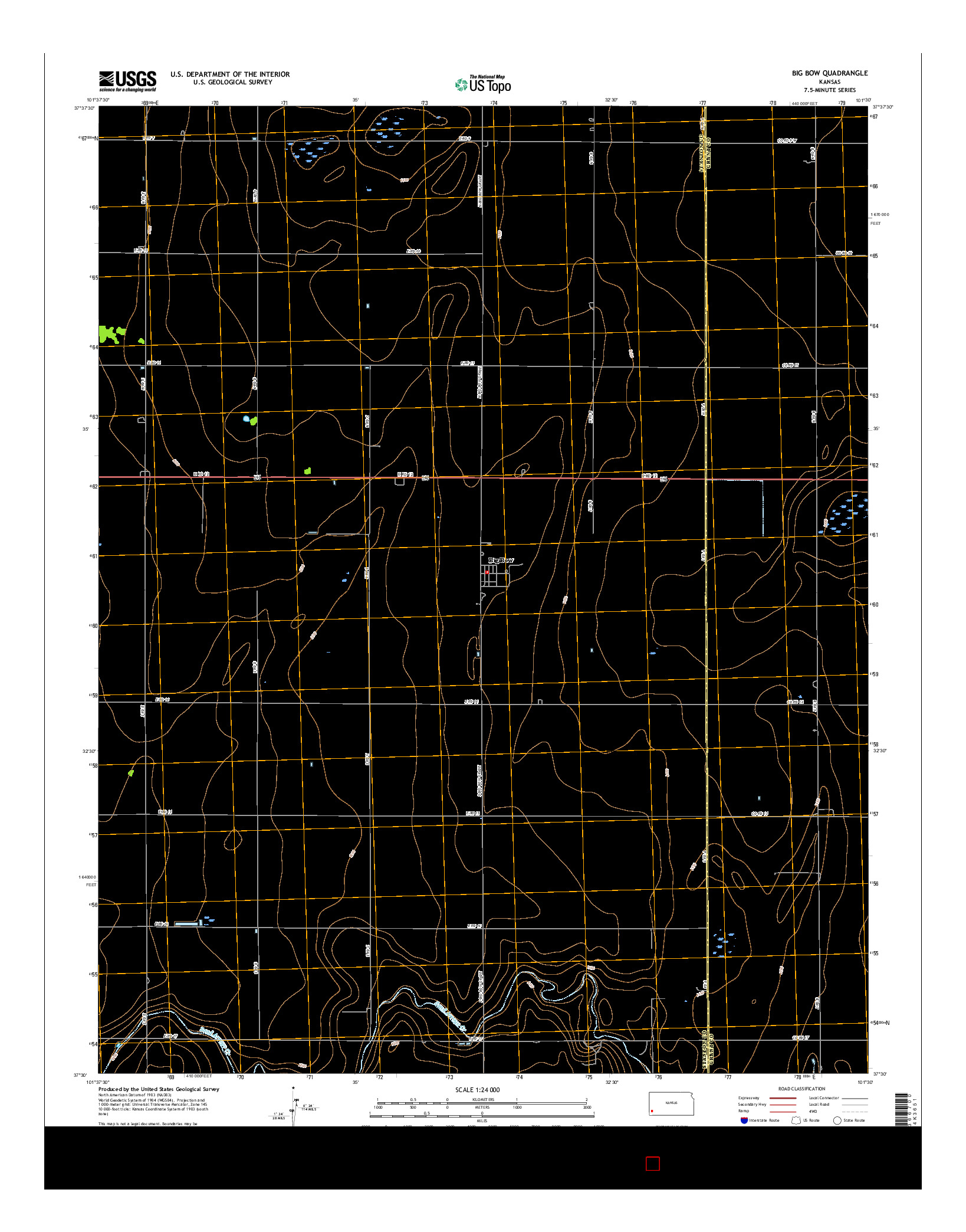 USGS US TOPO 7.5-MINUTE MAP FOR BIG BOW, KS 2016