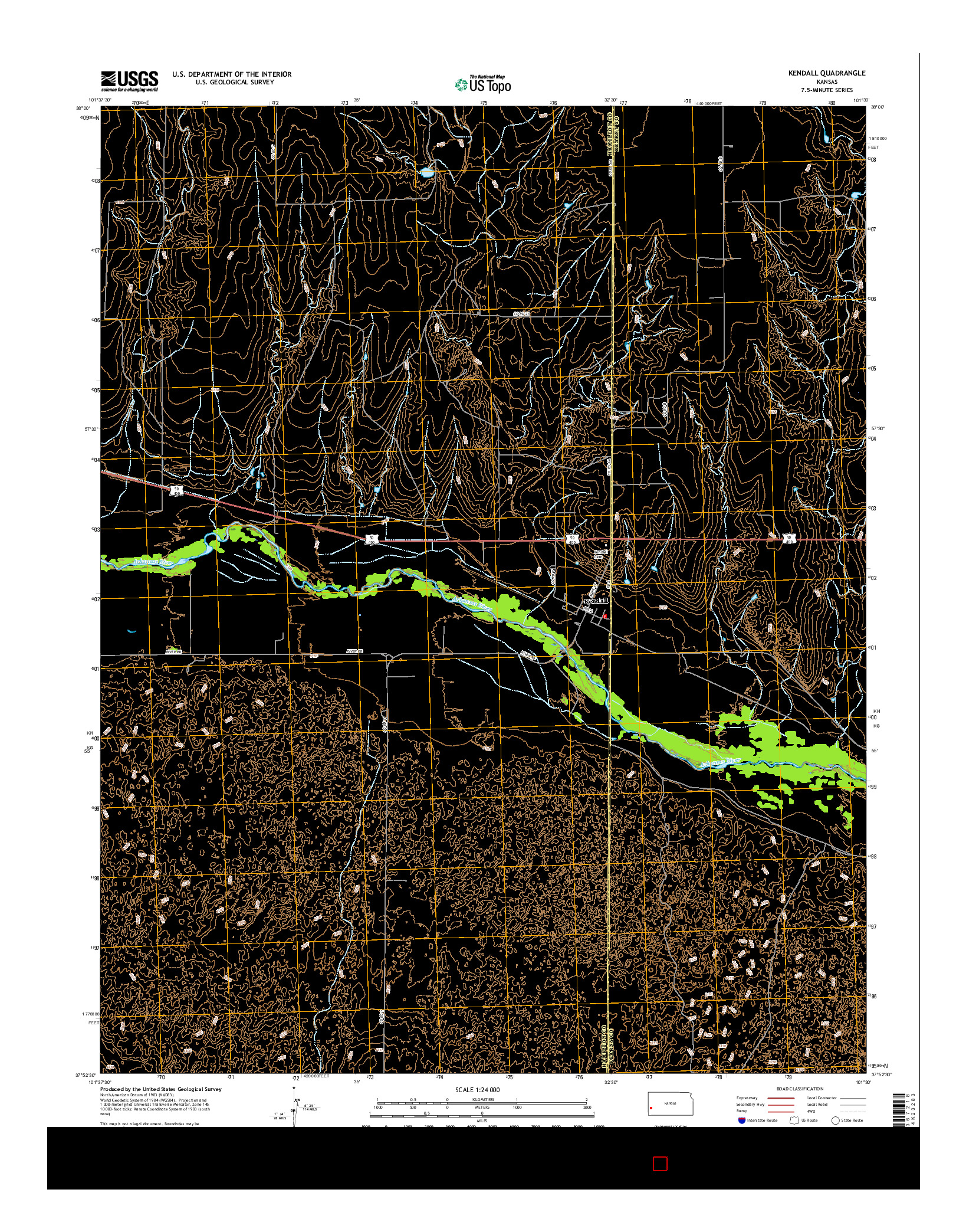USGS US TOPO 7.5-MINUTE MAP FOR KENDALL, KS 2016