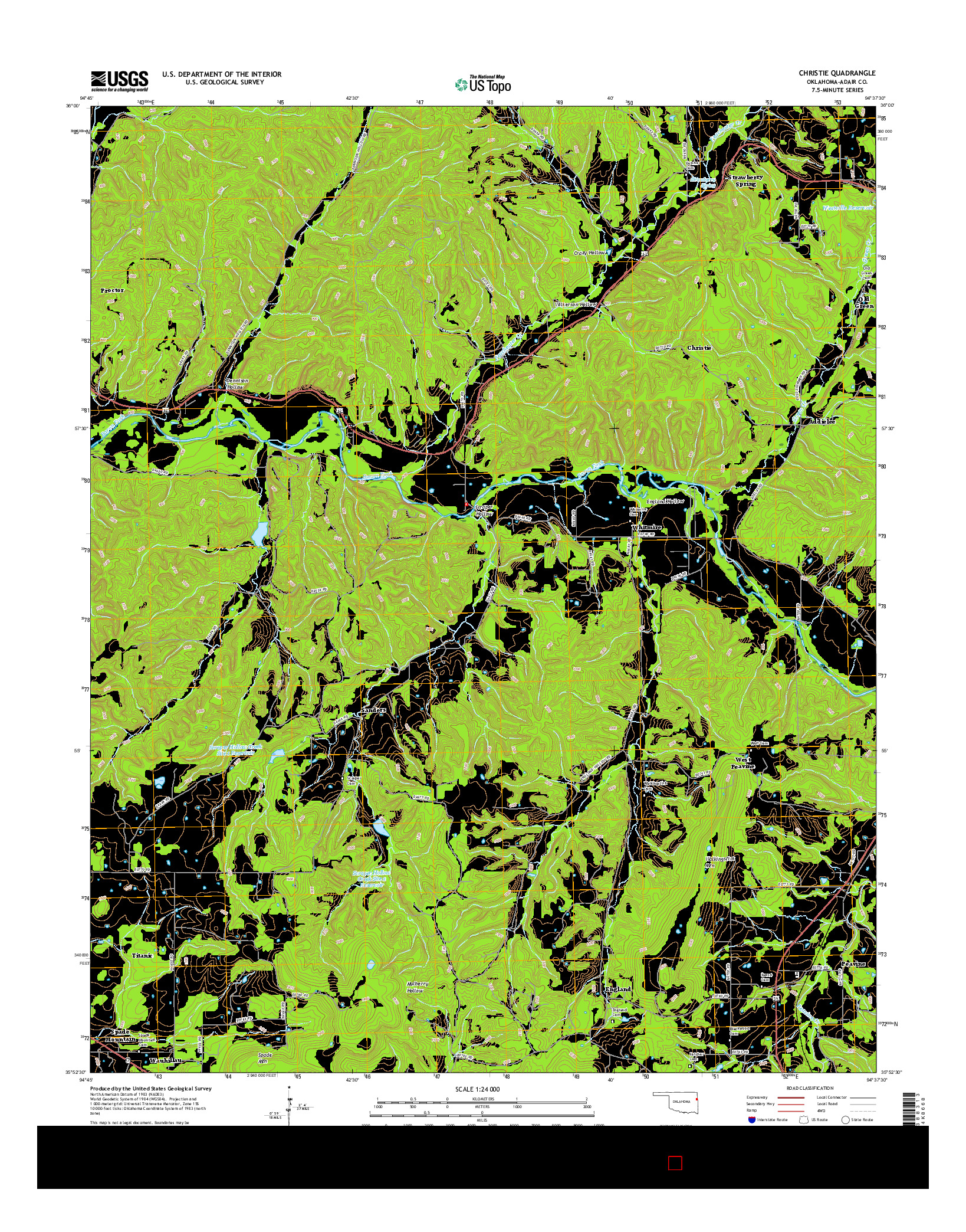 USGS US TOPO 7.5-MINUTE MAP FOR CHRISTIE, OK 2016