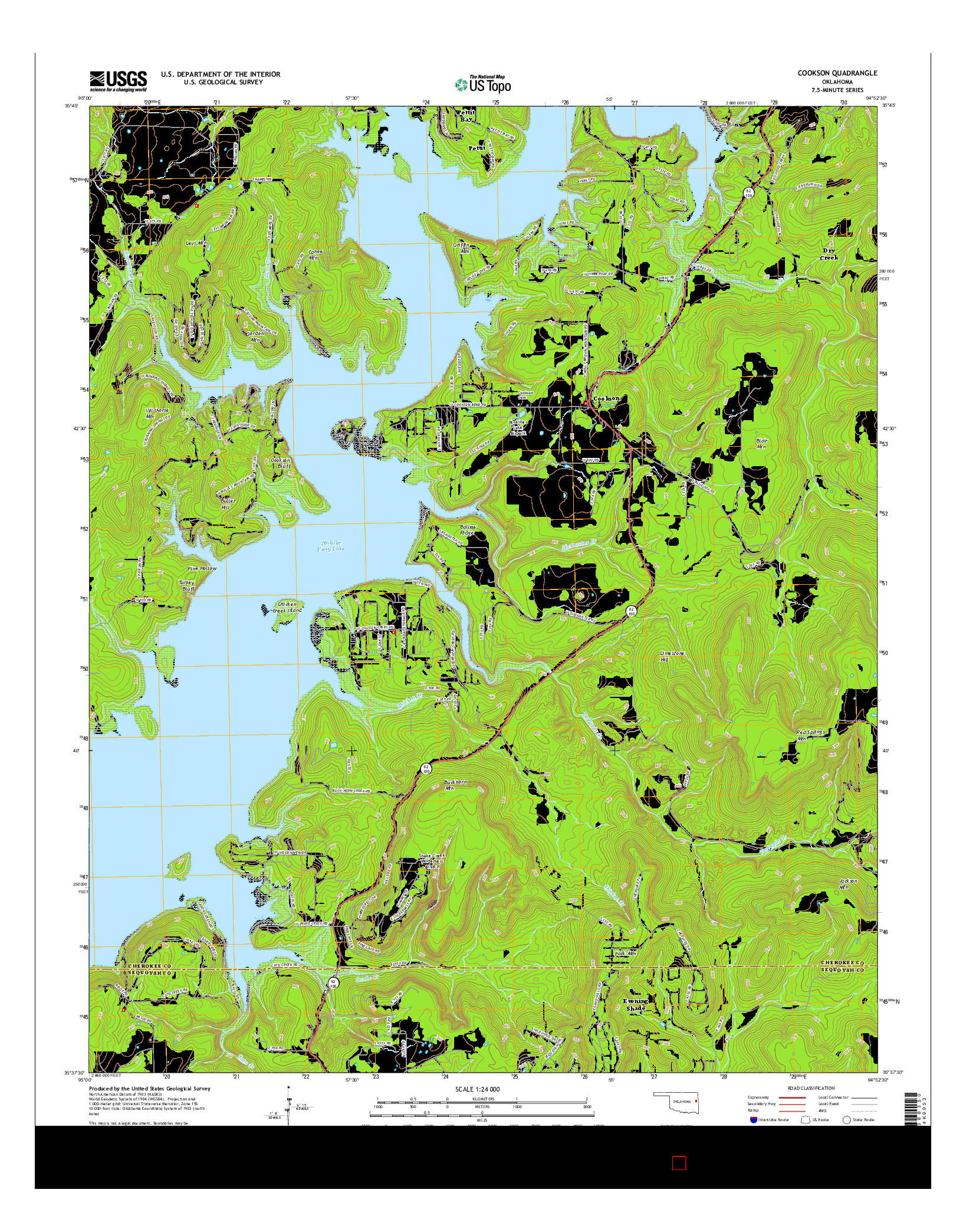 USGS US TOPO 7.5-MINUTE MAP FOR COOKSON, OK 2016