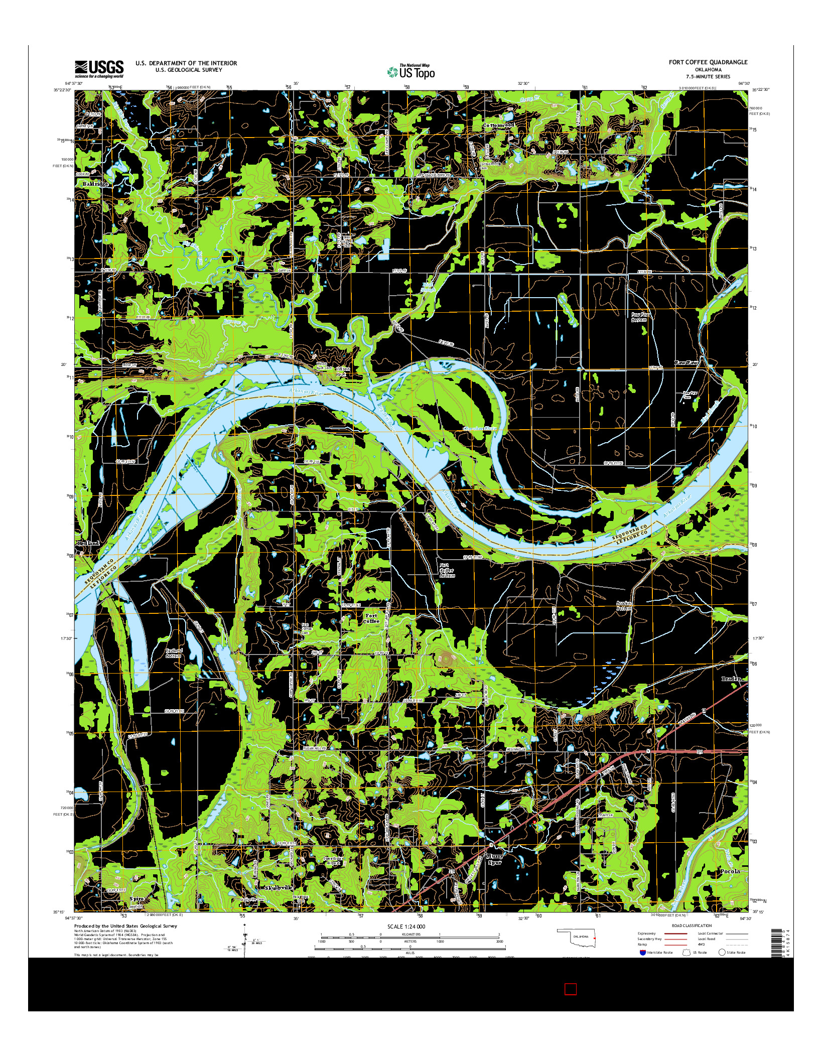 USGS US TOPO 7.5-MINUTE MAP FOR FORT COFFEE, OK 2016