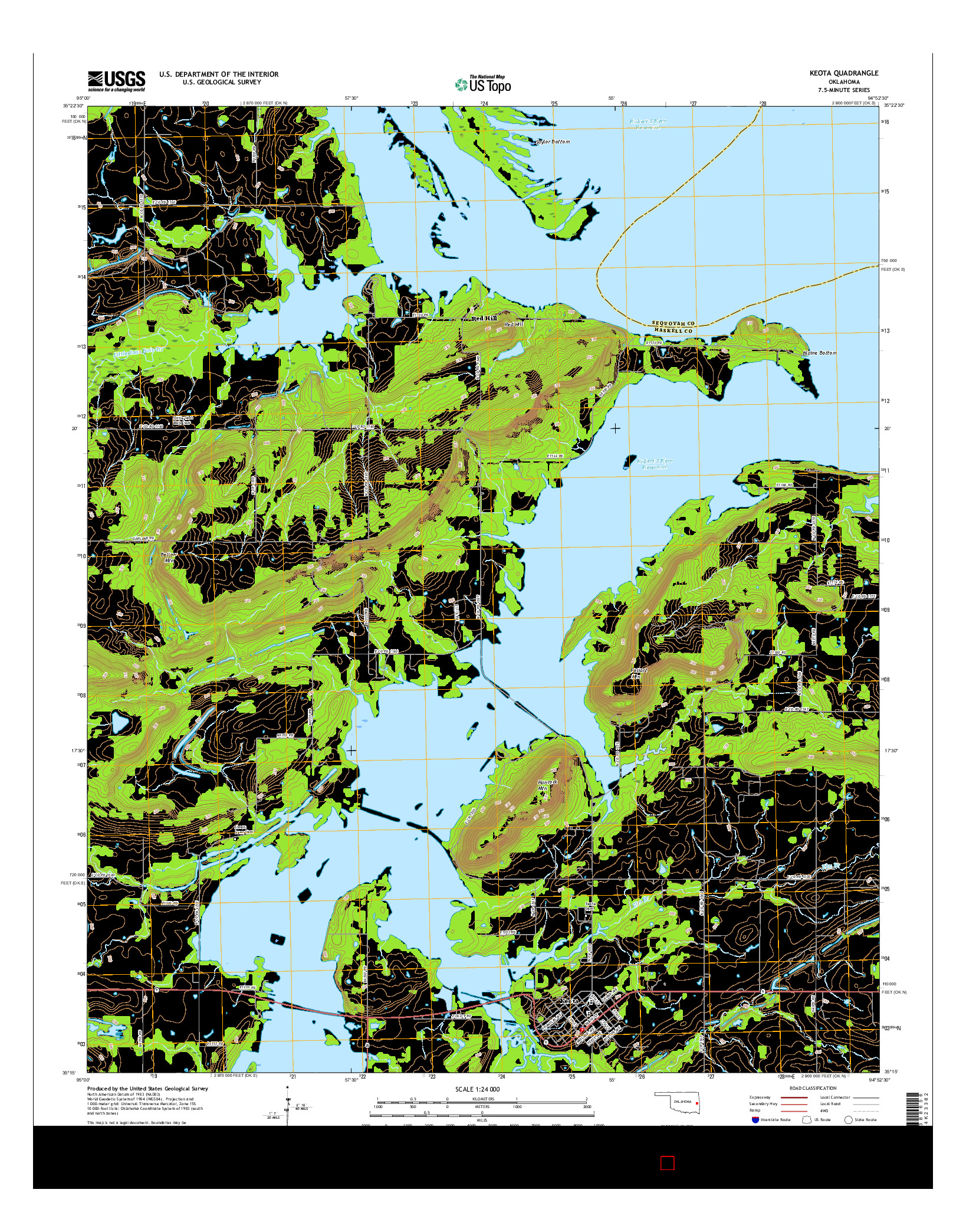 USGS US TOPO 7.5-MINUTE MAP FOR KEOTA, OK 2016