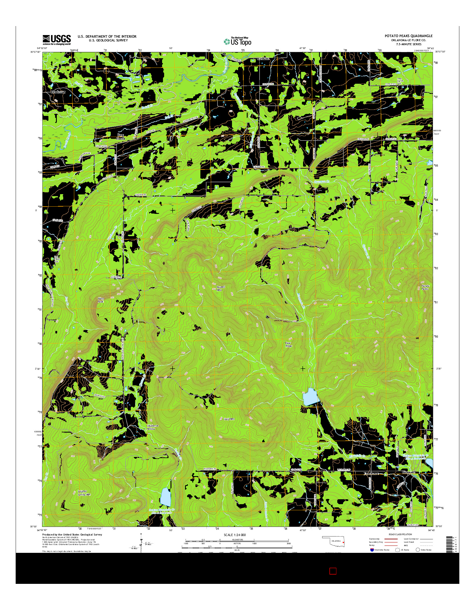 USGS US TOPO 7.5-MINUTE MAP FOR POTATO PEAKS, OK 2016