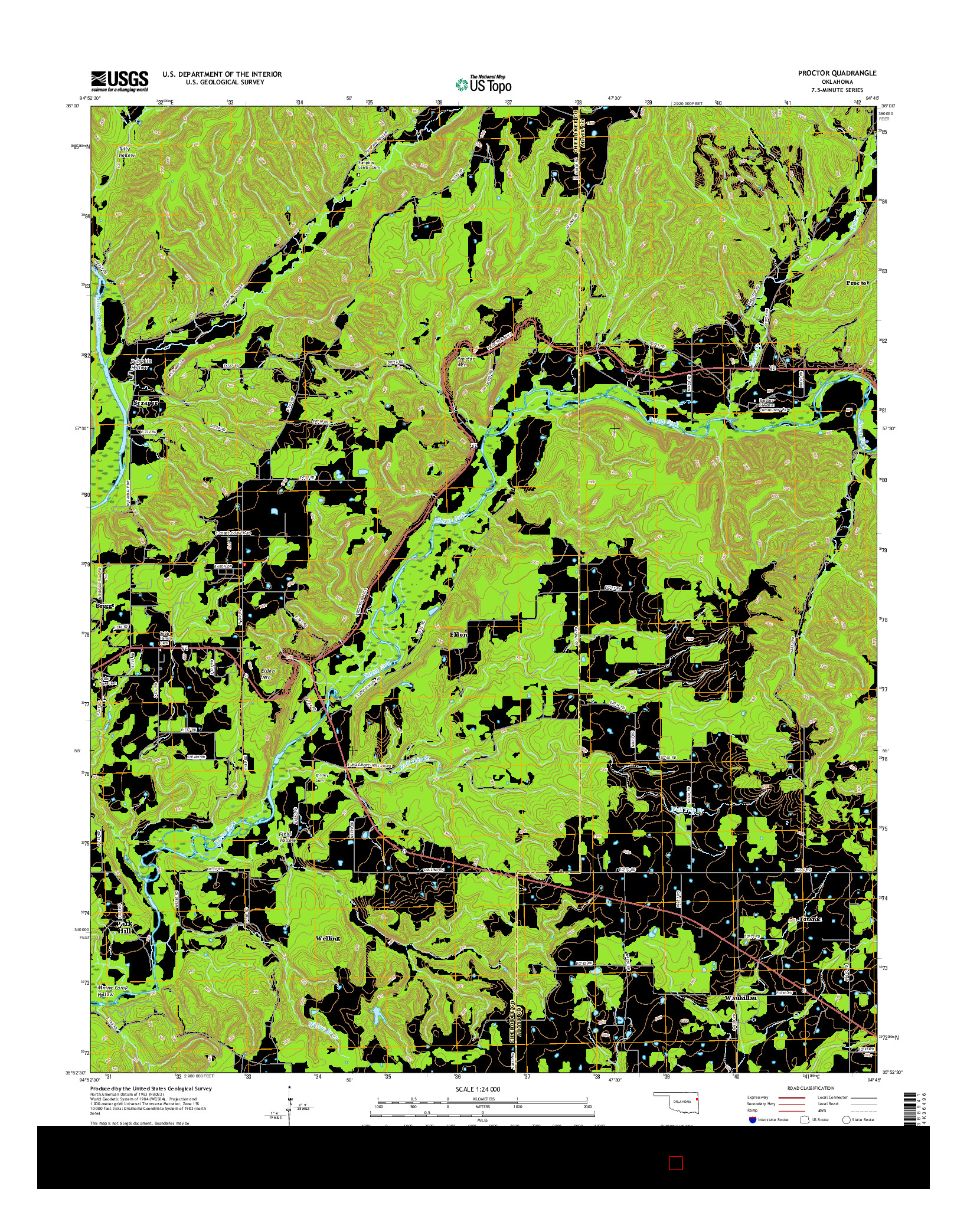 USGS US TOPO 7.5-MINUTE MAP FOR PROCTOR, OK 2016