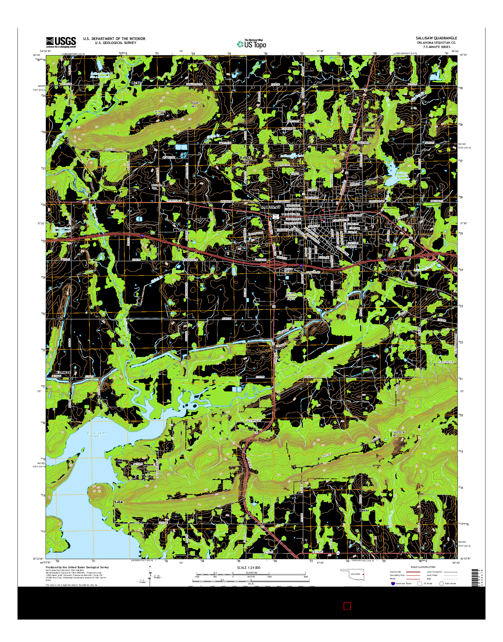 USGS US TOPO 7.5-MINUTE MAP FOR SALLISAW, OK 2016