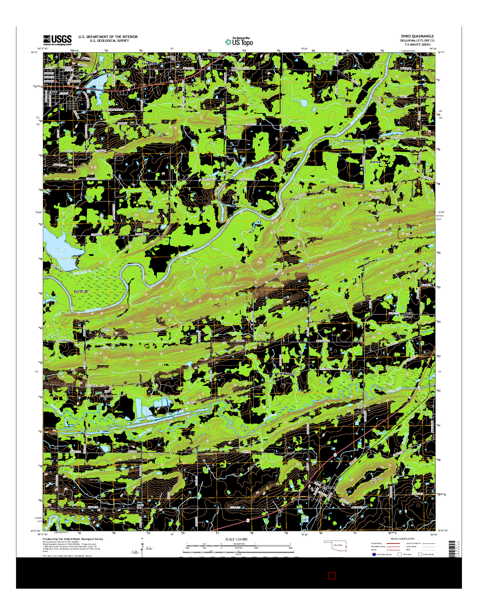USGS US TOPO 7.5-MINUTE MAP FOR SPIRO, OK 2016