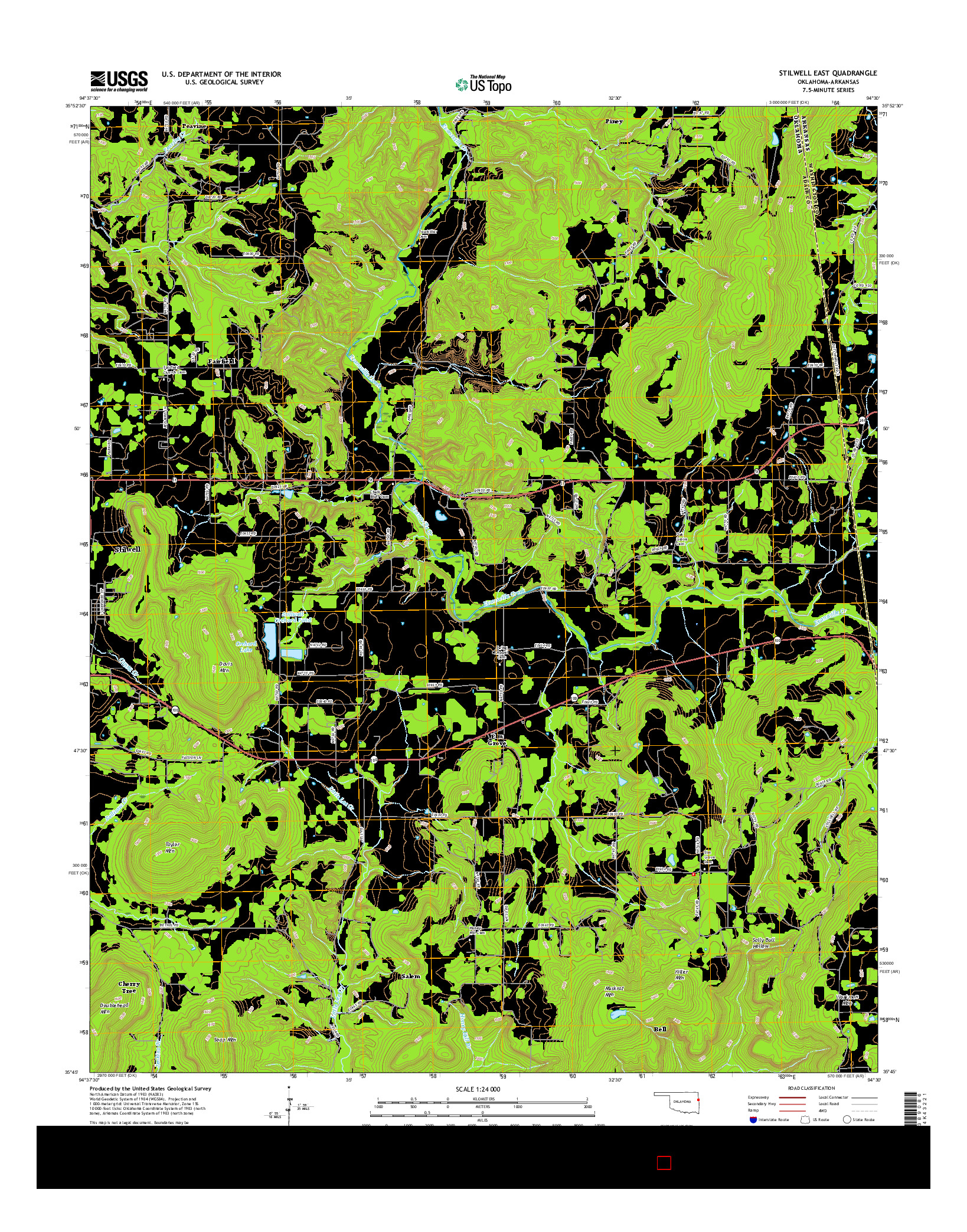 USGS US TOPO 7.5-MINUTE MAP FOR STILWELL EAST, OK-AR 2016