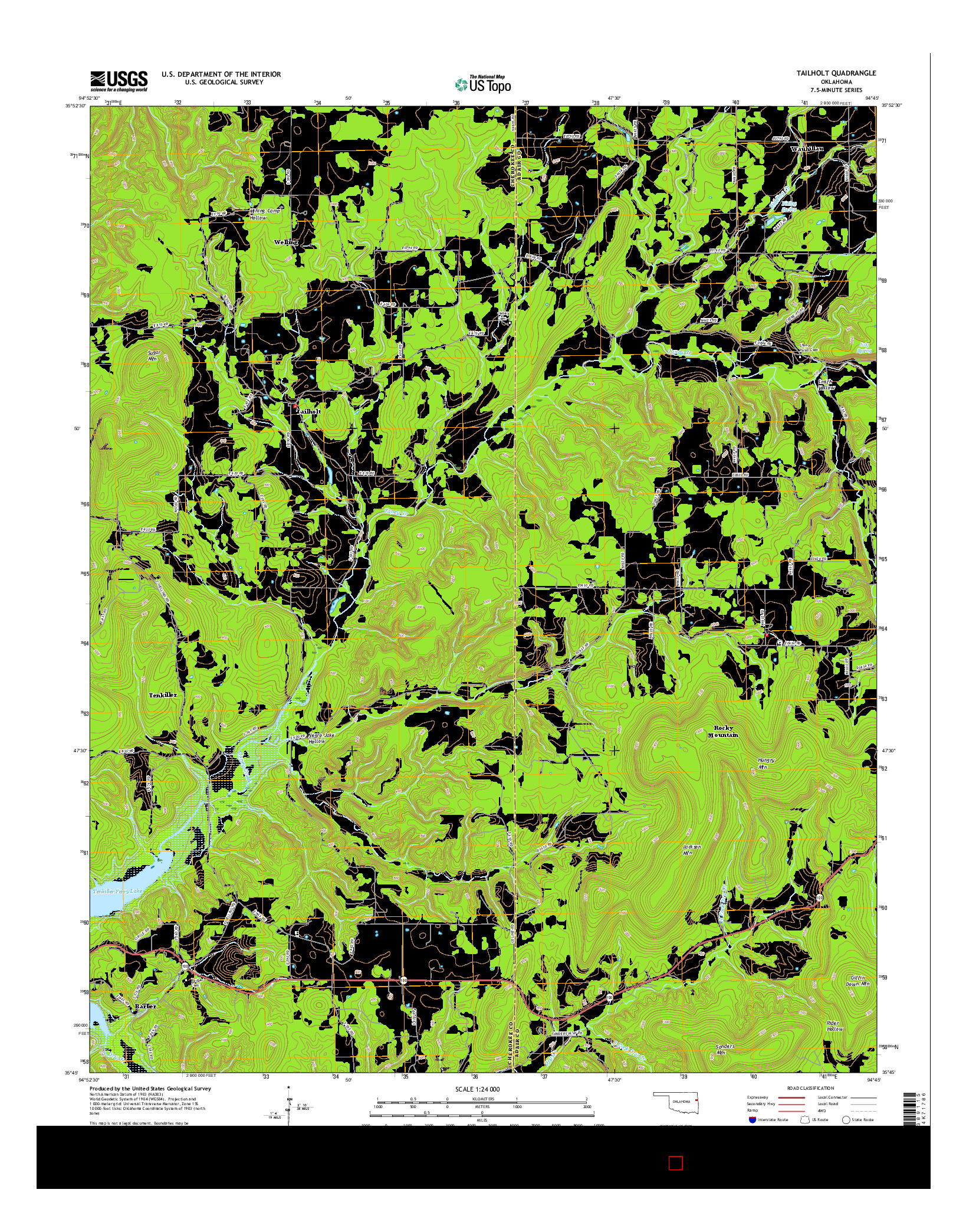 USGS US TOPO 7.5-MINUTE MAP FOR TAILHOLT, OK 2016