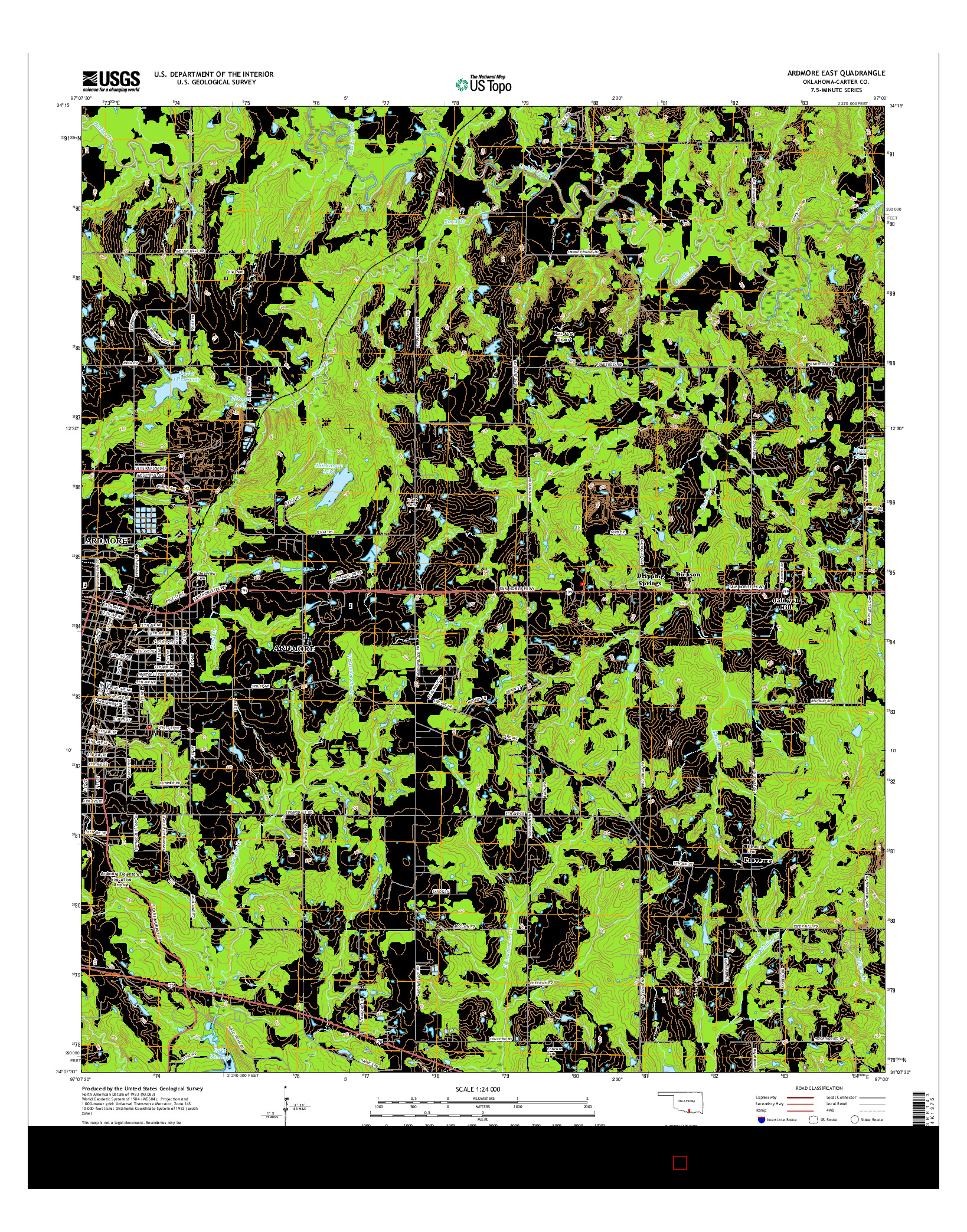 USGS US TOPO 7.5-MINUTE MAP FOR ARDMORE EAST, OK 2016