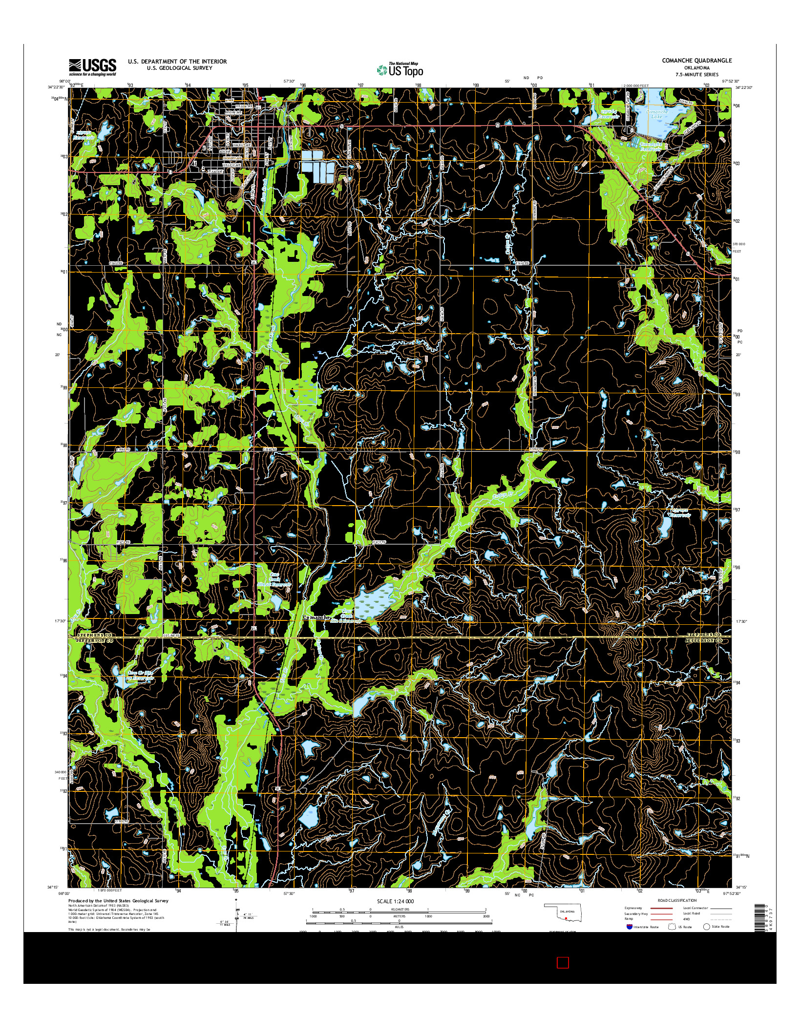 USGS US TOPO 7.5-MINUTE MAP FOR COMANCHE, OK 2016