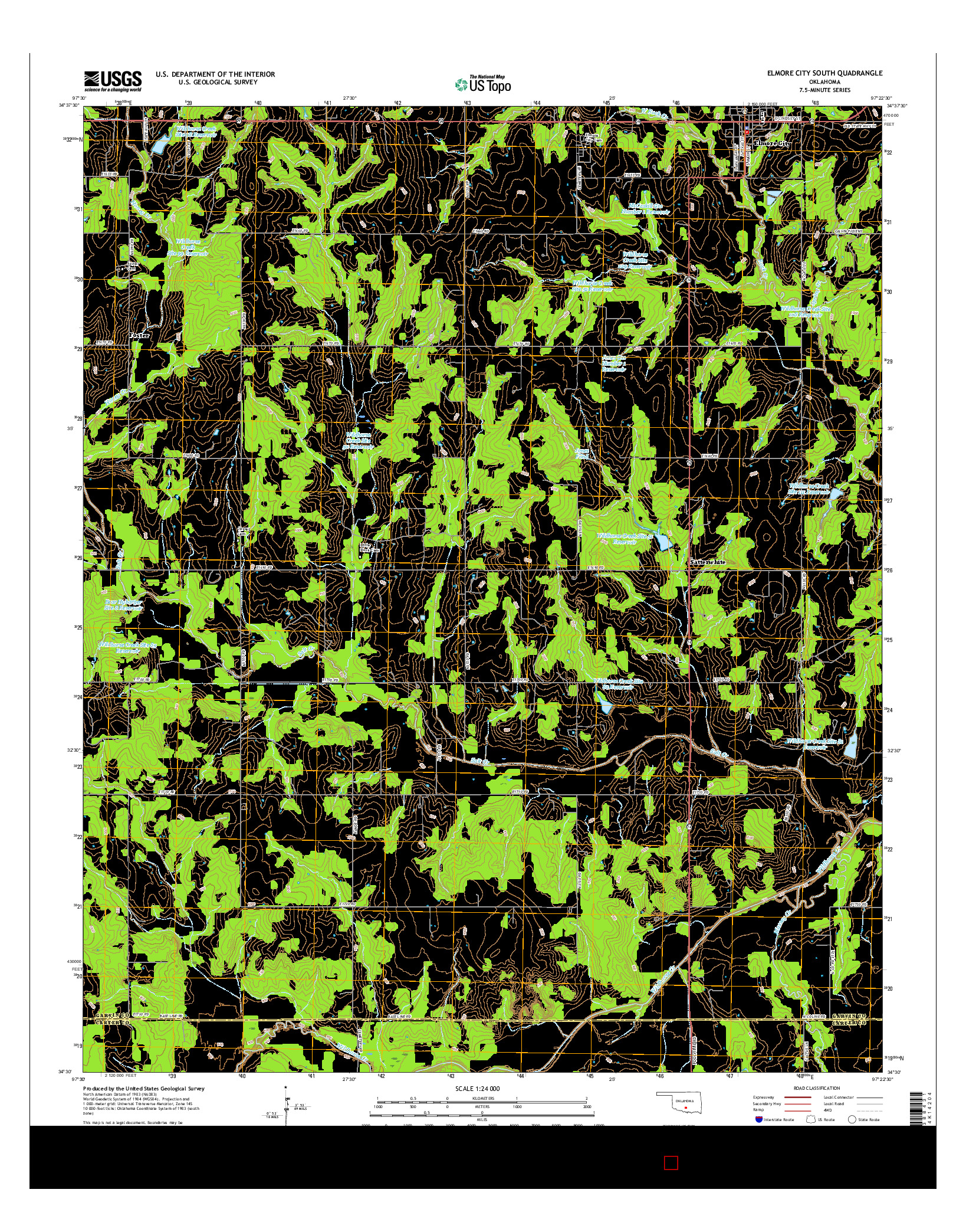 USGS US TOPO 7.5-MINUTE MAP FOR ELMORE CITY SOUTH, OK 2016