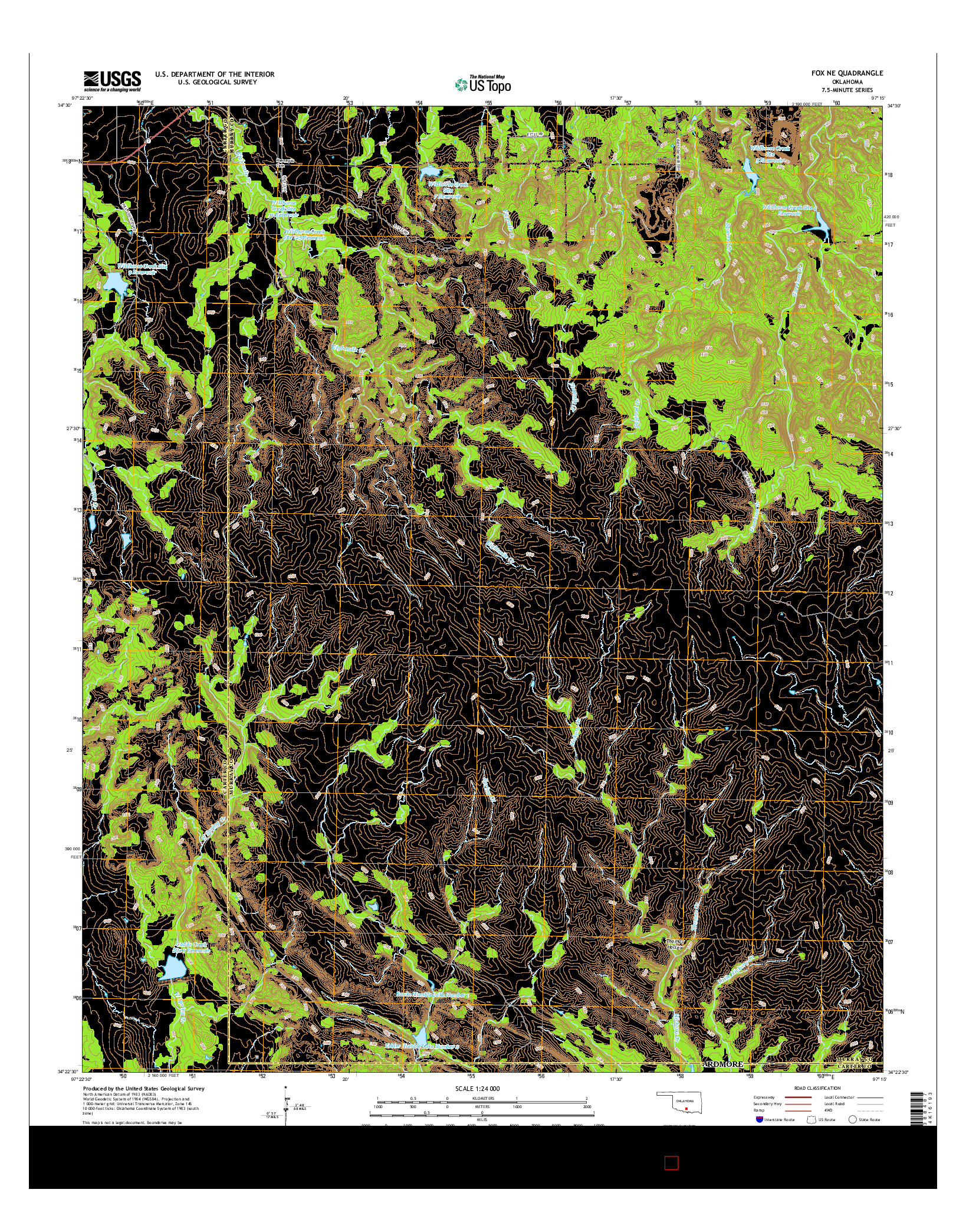 USGS US TOPO 7.5-MINUTE MAP FOR FOX NE, OK 2016