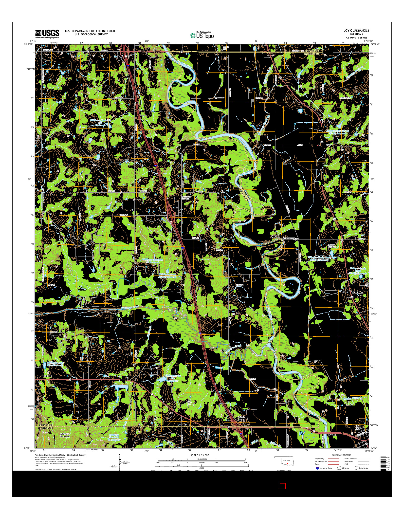 USGS US TOPO 7.5-MINUTE MAP FOR JOY, OK 2016