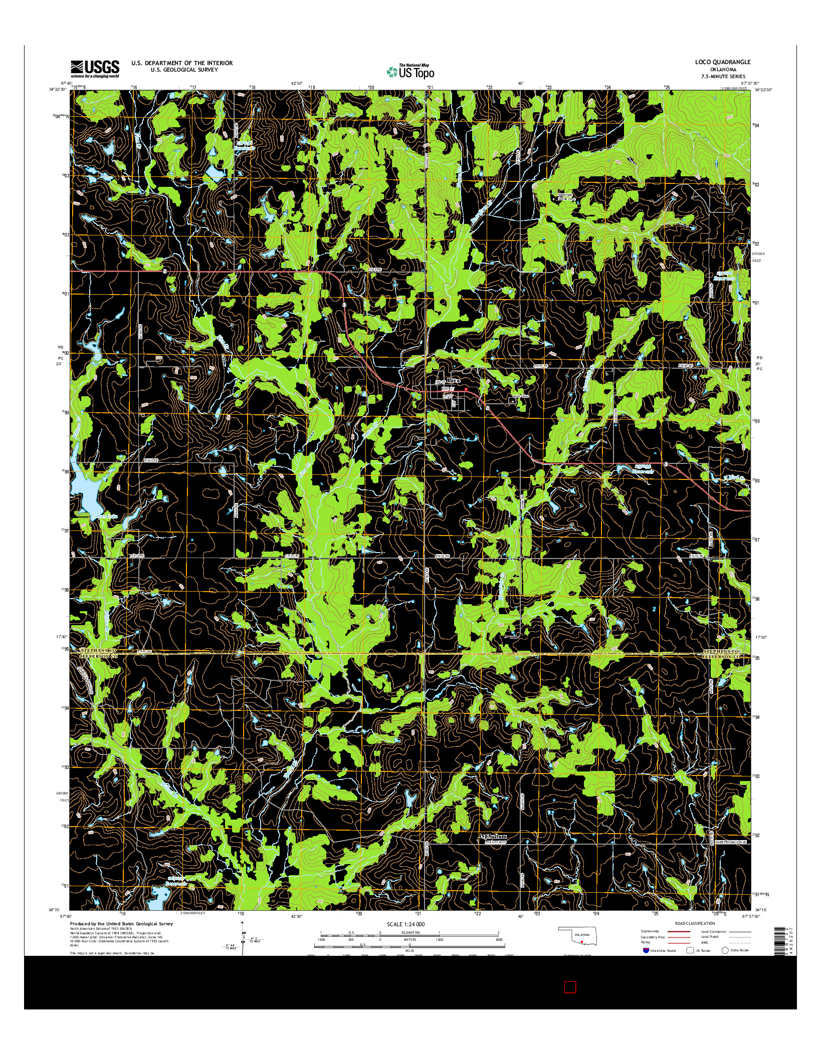 USGS US TOPO 7.5-MINUTE MAP FOR LOCO, OK 2016