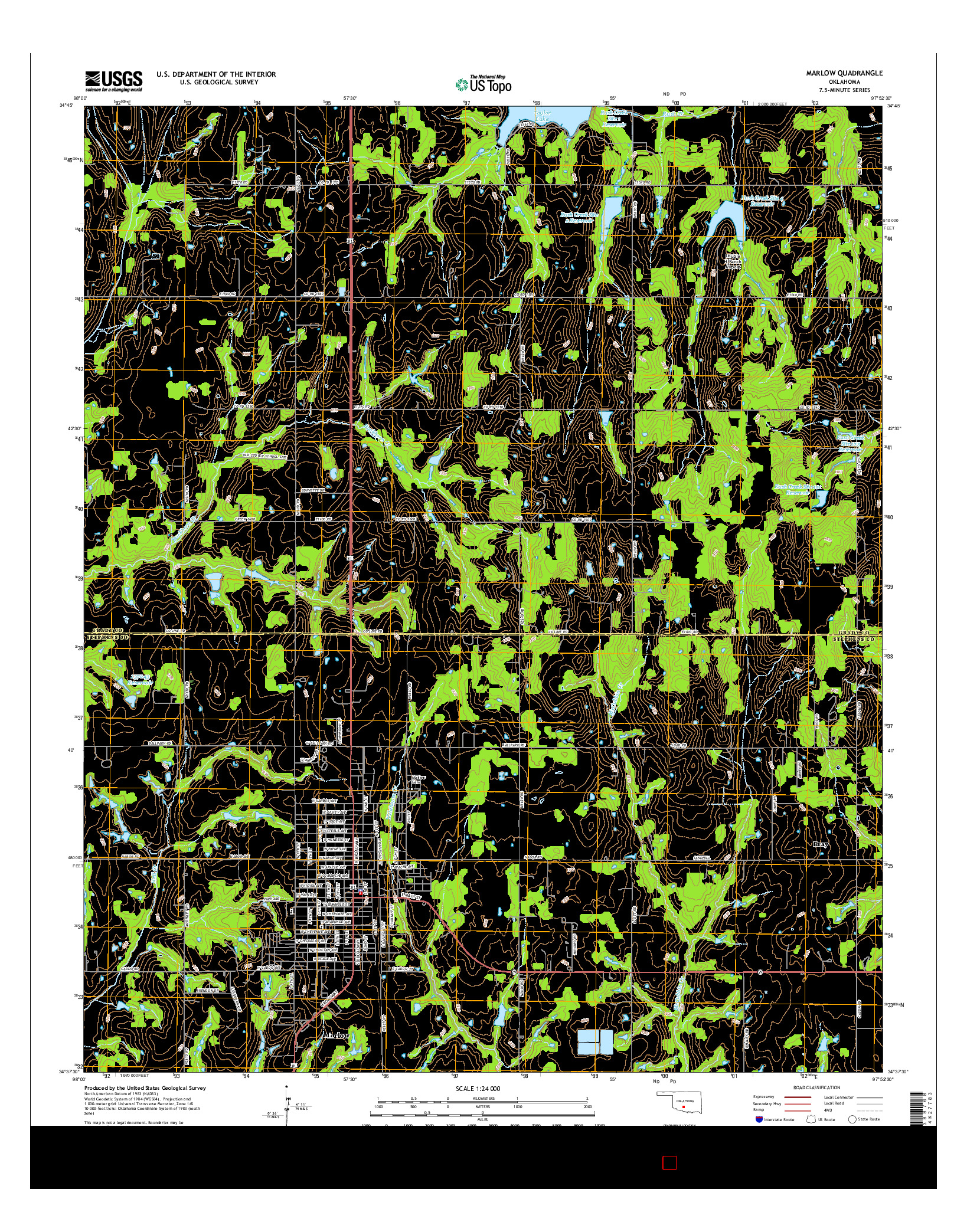 USGS US TOPO 7.5-MINUTE MAP FOR MARLOW, OK 2016