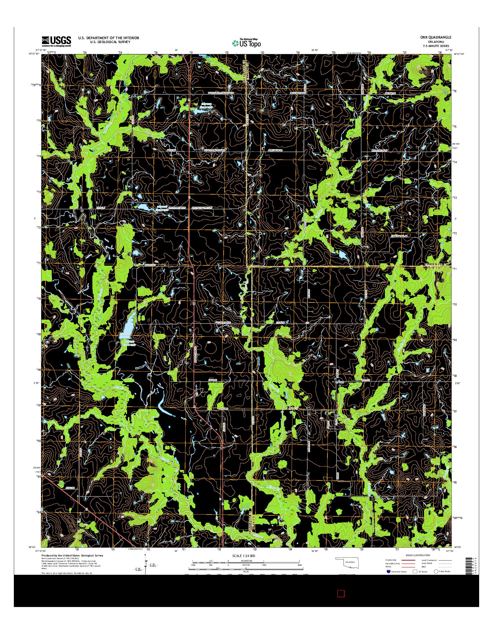 USGS US TOPO 7.5-MINUTE MAP FOR ORR, OK 2016