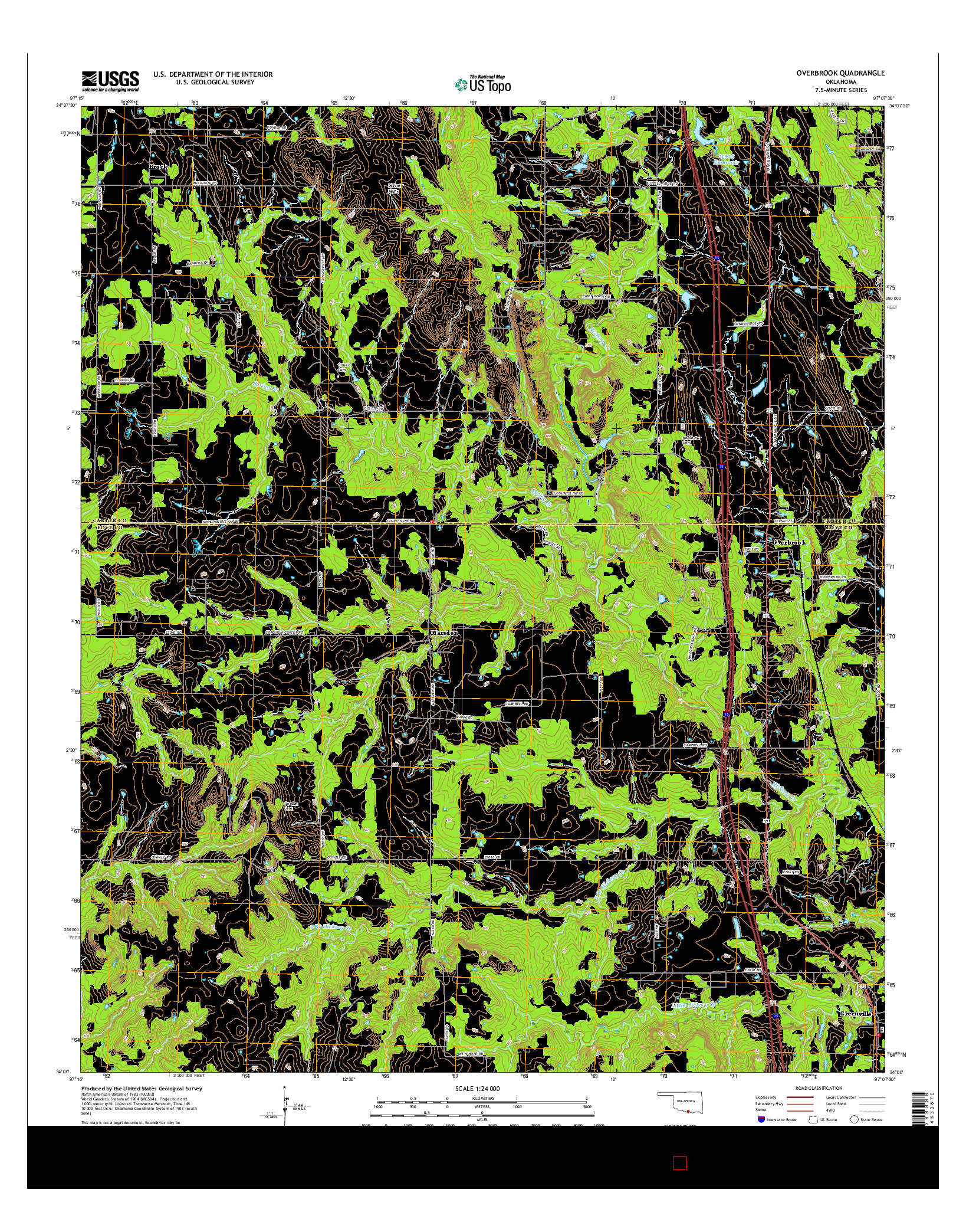 USGS US TOPO 7.5-MINUTE MAP FOR OVERBROOK, OK 2016