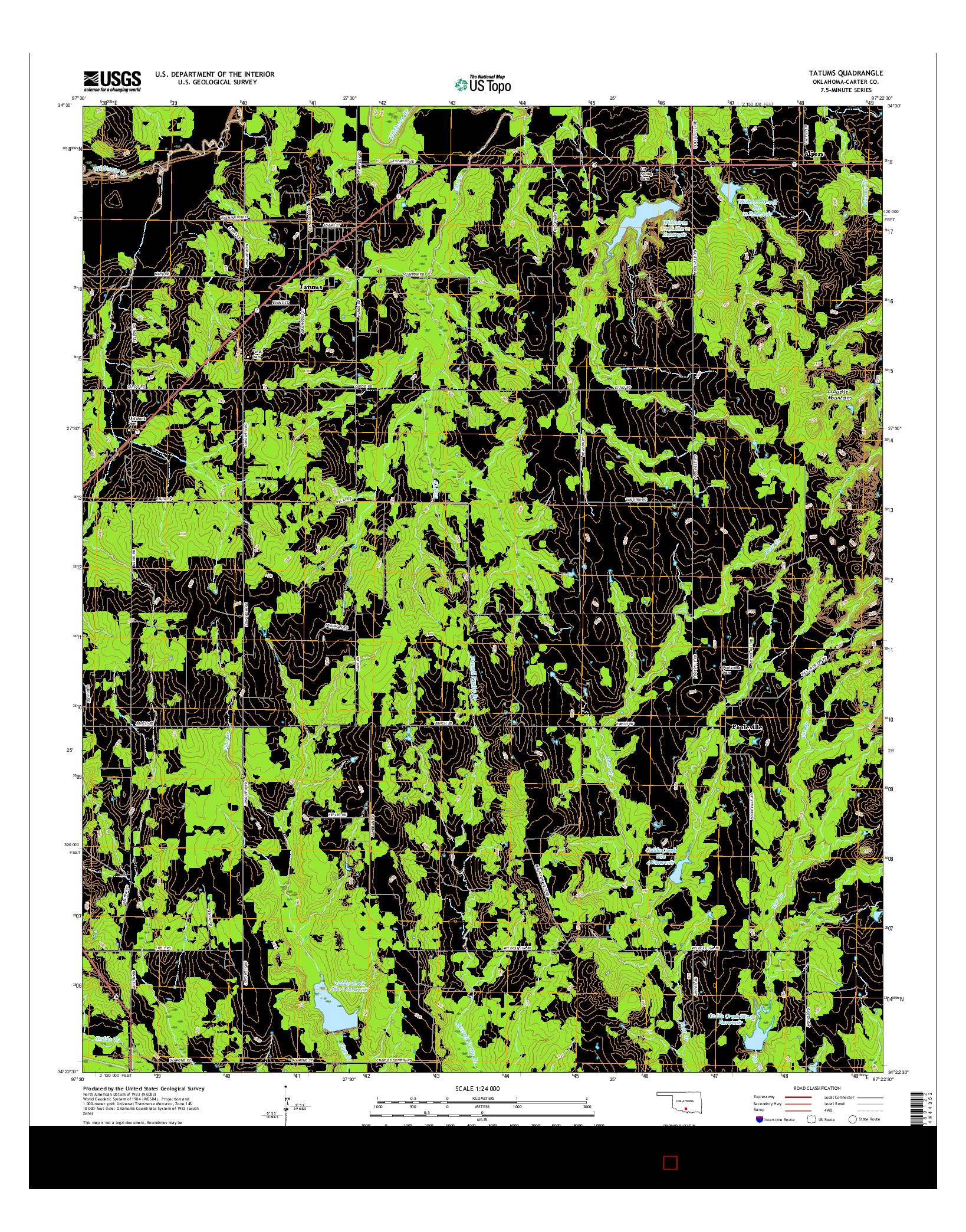 USGS US TOPO 7.5-MINUTE MAP FOR TATUMS, OK 2016