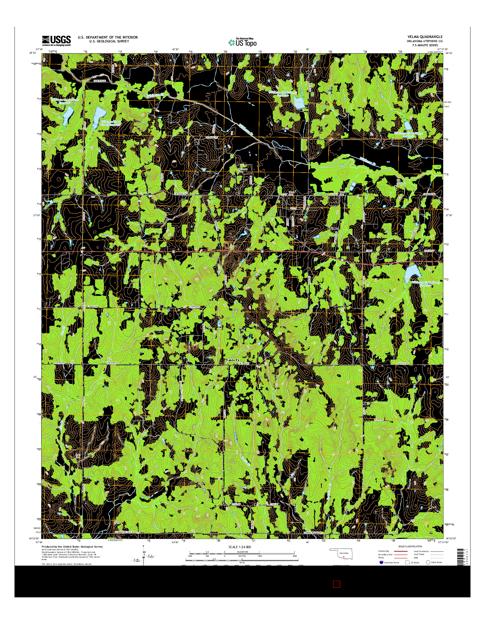 USGS US TOPO 7.5-MINUTE MAP FOR VELMA, OK 2016