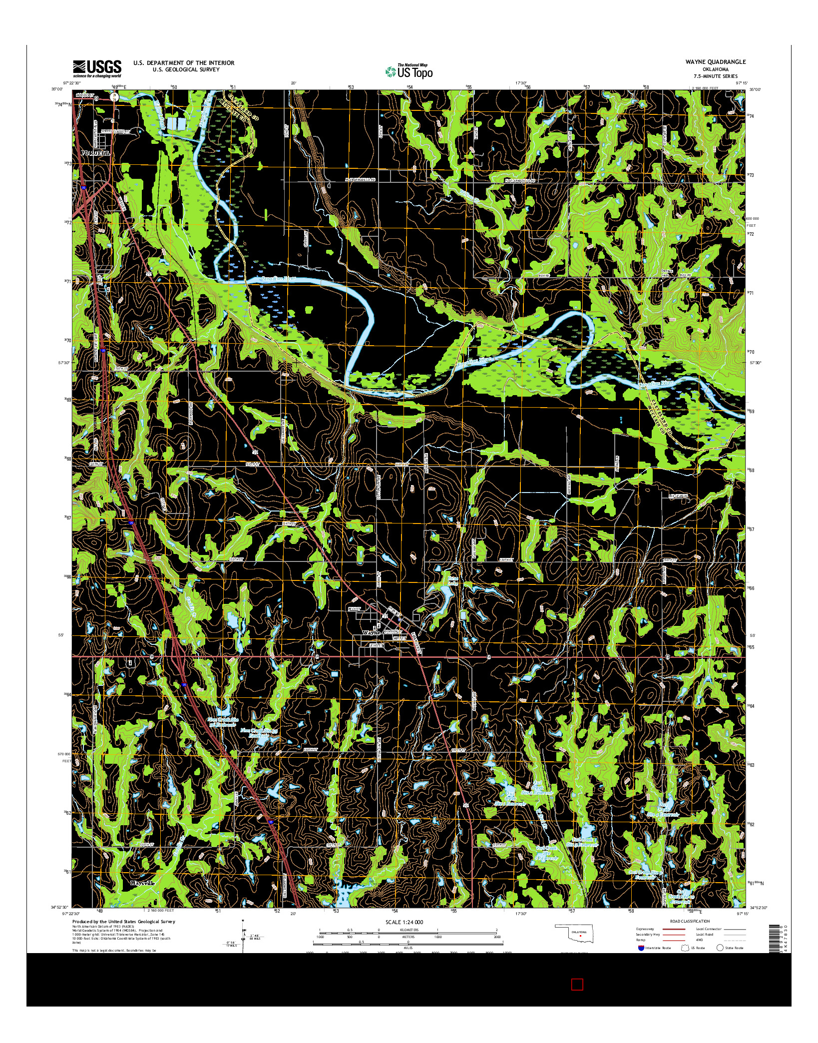 USGS US TOPO 7.5-MINUTE MAP FOR WAYNE, OK 2016