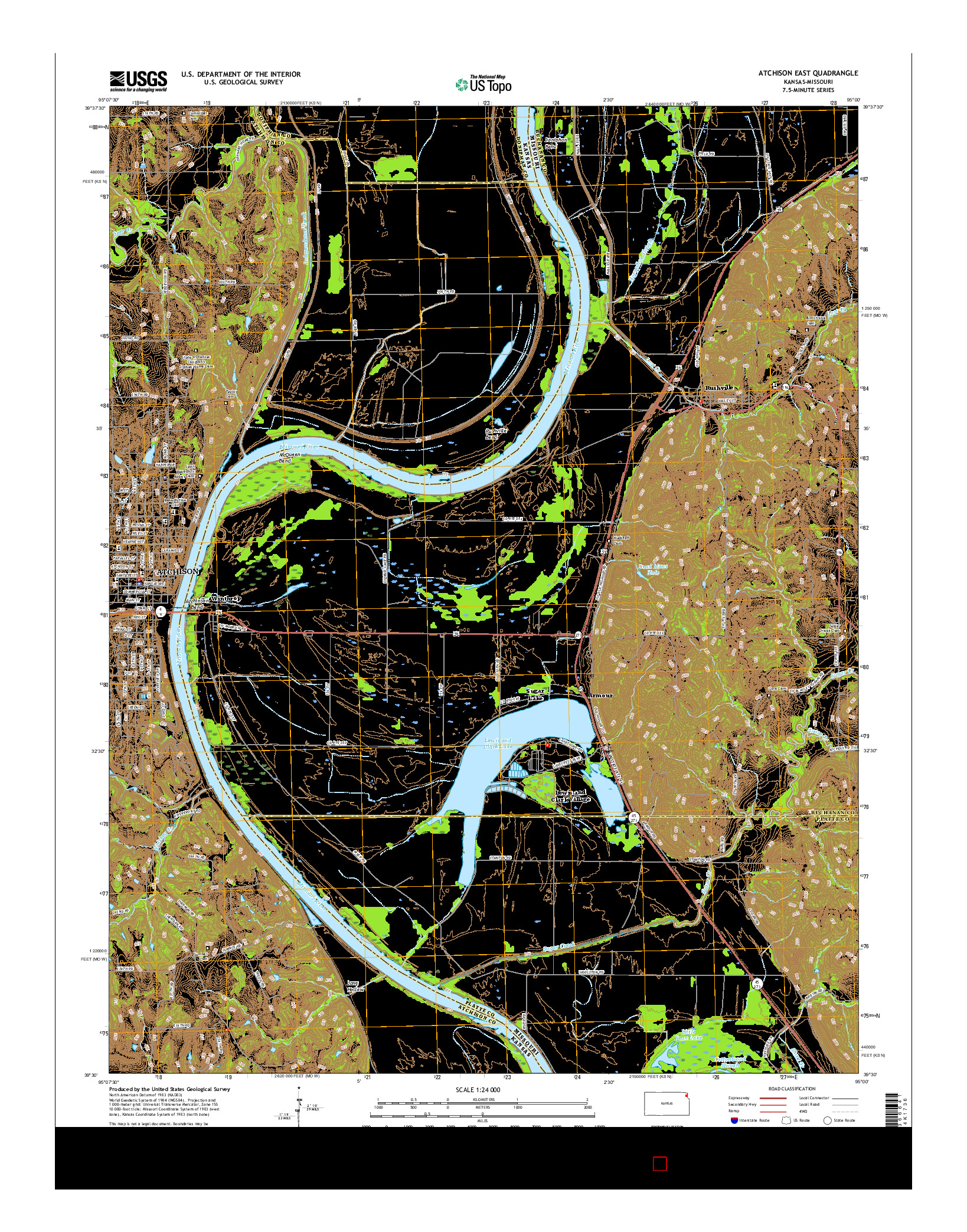 USGS US TOPO 7.5-MINUTE MAP FOR ATCHISON EAST, KS-MO 2016