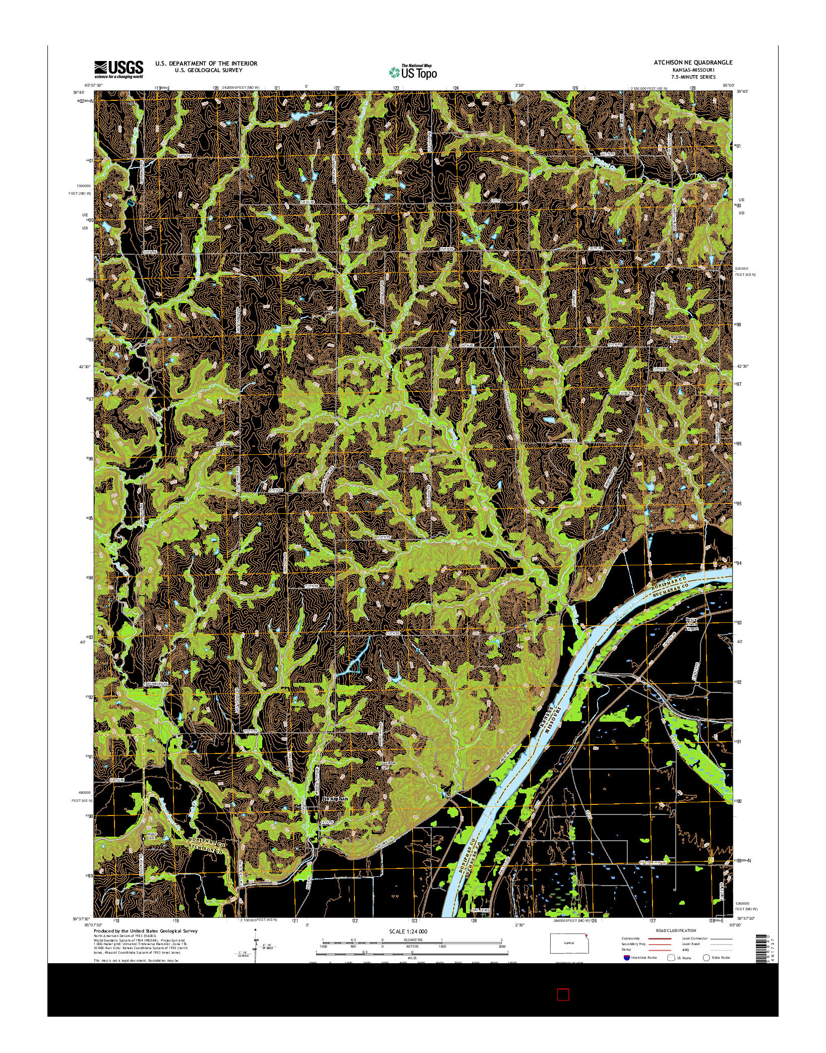 USGS US TOPO 7.5-MINUTE MAP FOR ATCHISON NE, KS-MO 2016