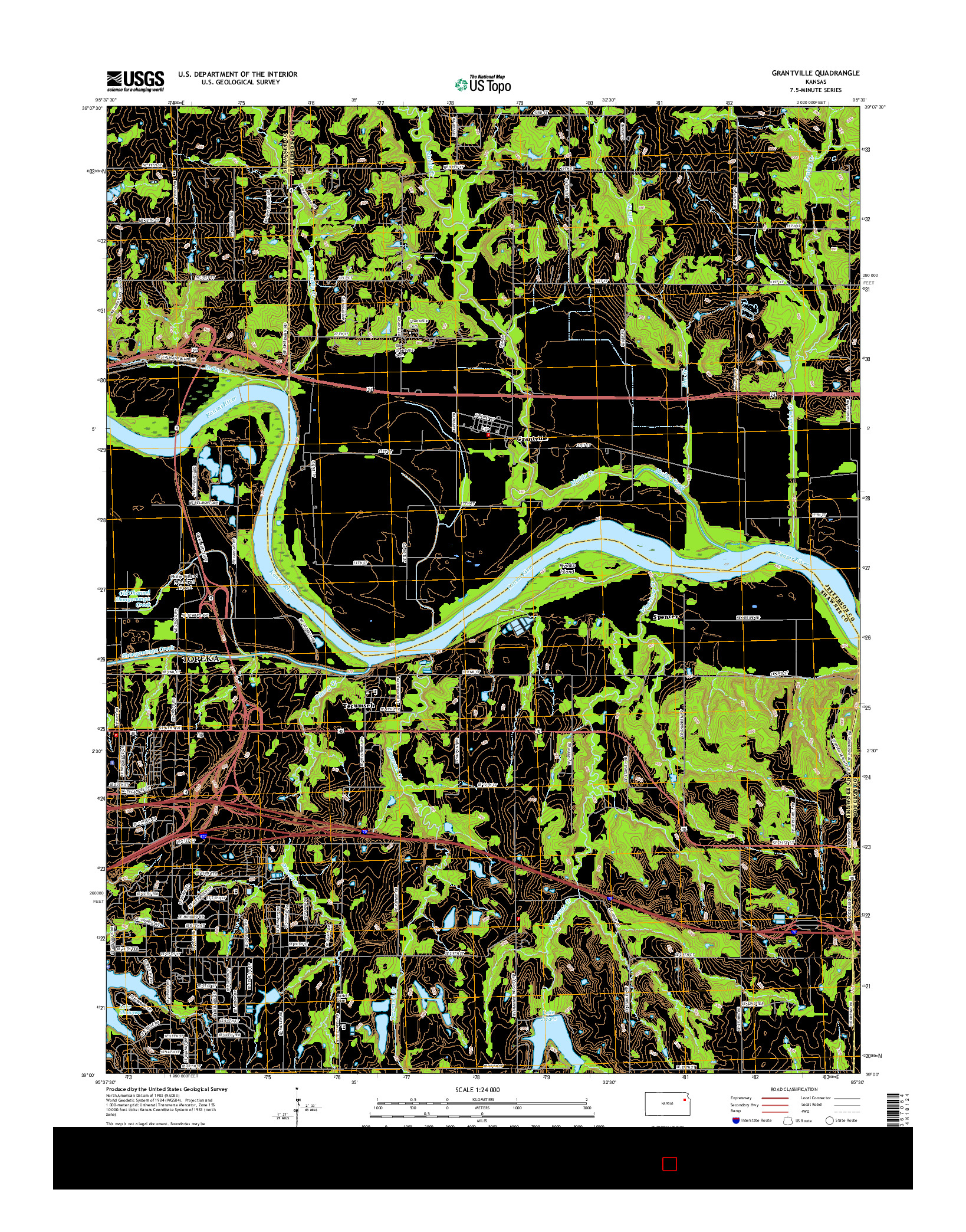 USGS US TOPO 7.5-MINUTE MAP FOR GRANTVILLE, KS 2016