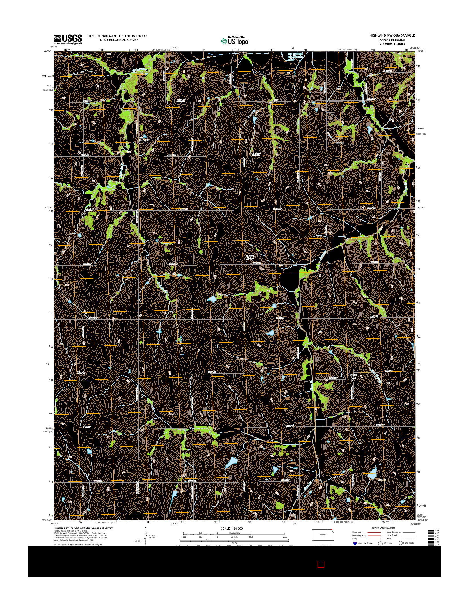 USGS US TOPO 7.5-MINUTE MAP FOR HIGHLAND NW, KS-NE 2016