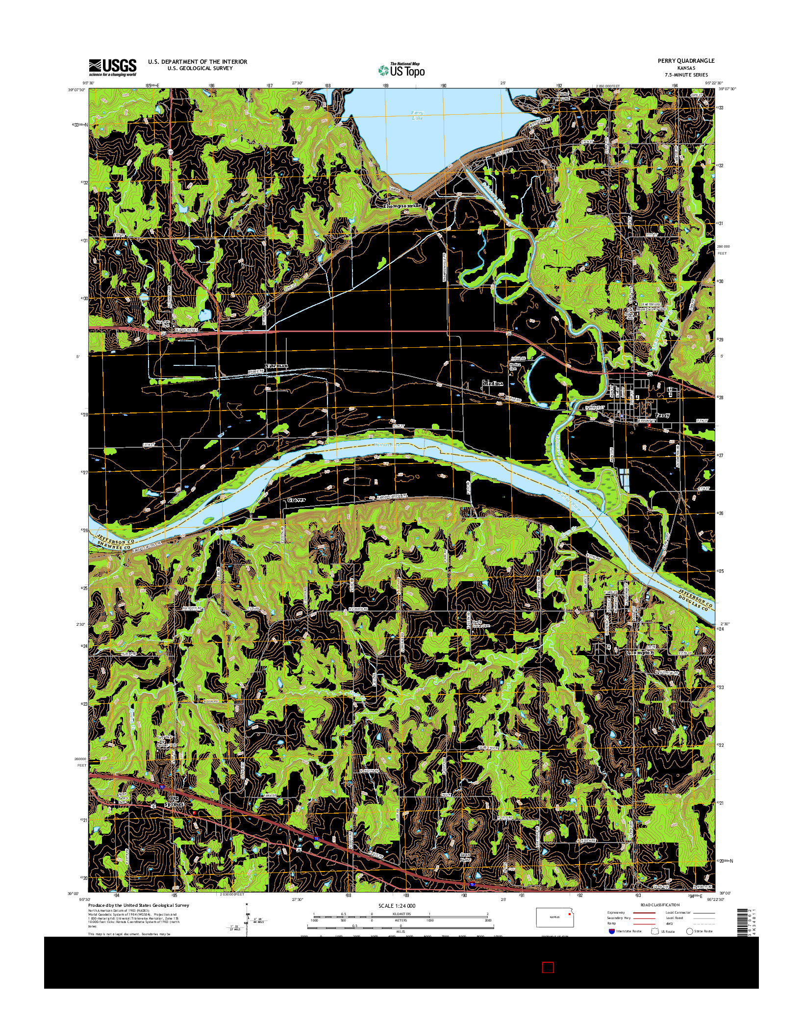 USGS US TOPO 7.5-MINUTE MAP FOR PERRY, KS 2016