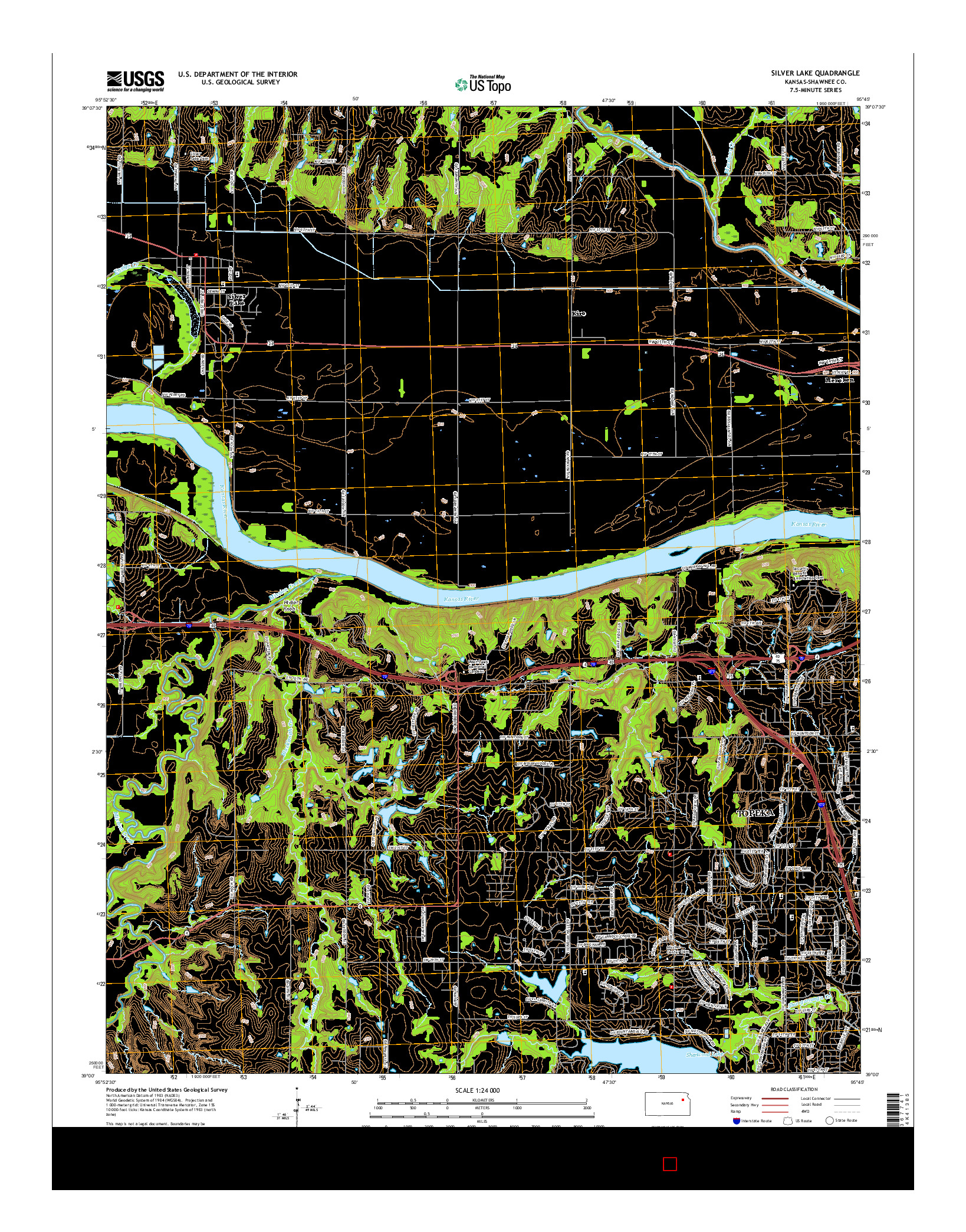 USGS US TOPO 7.5-MINUTE MAP FOR SILVER LAKE, KS 2016