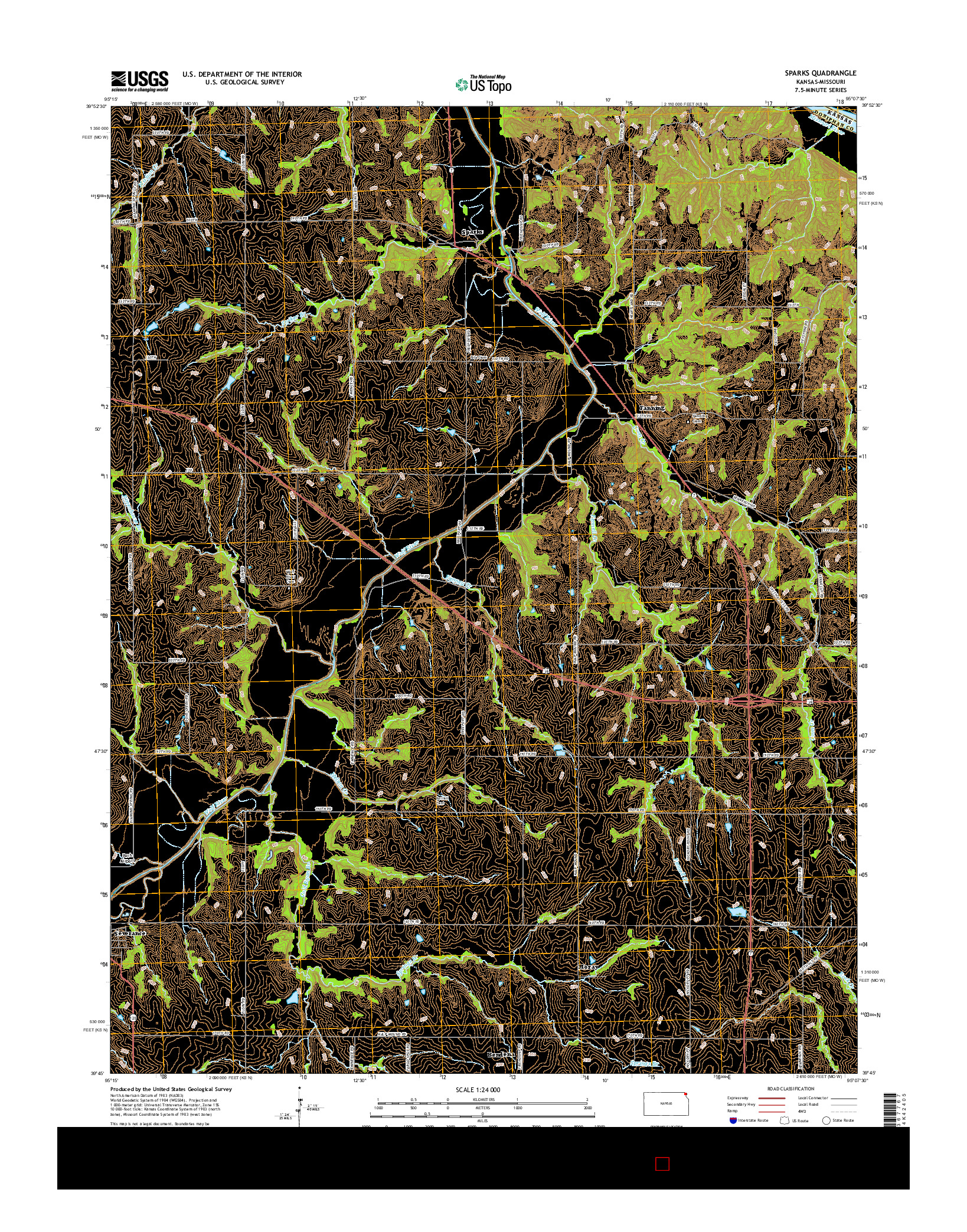 USGS US TOPO 7.5-MINUTE MAP FOR SPARKS, KS-MO 2016