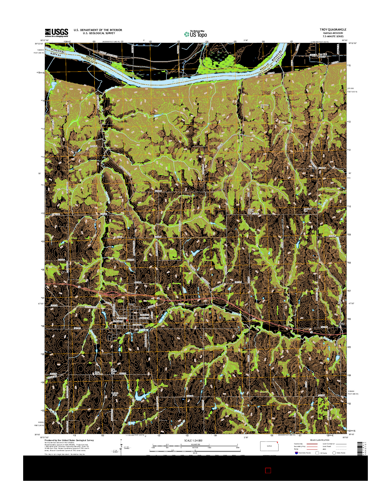 USGS US TOPO 7.5-MINUTE MAP FOR TROY, KS-MO 2016