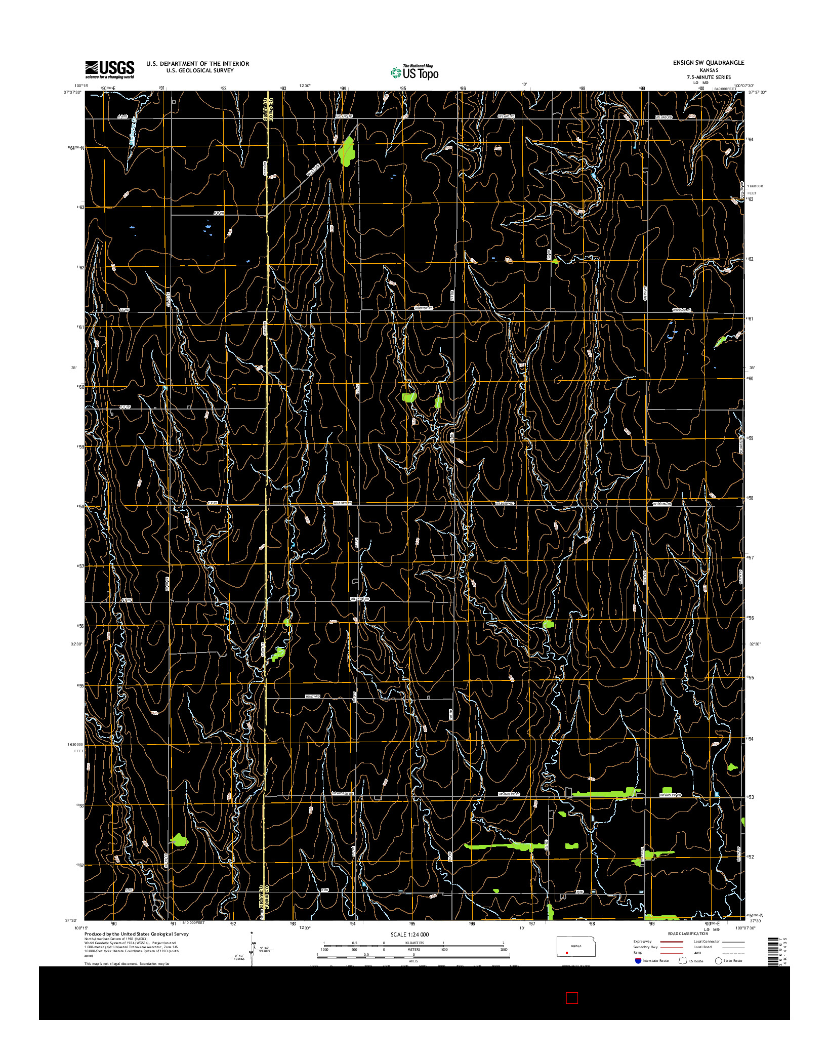 USGS US TOPO 7.5-MINUTE MAP FOR ENSIGN SW, KS 2016