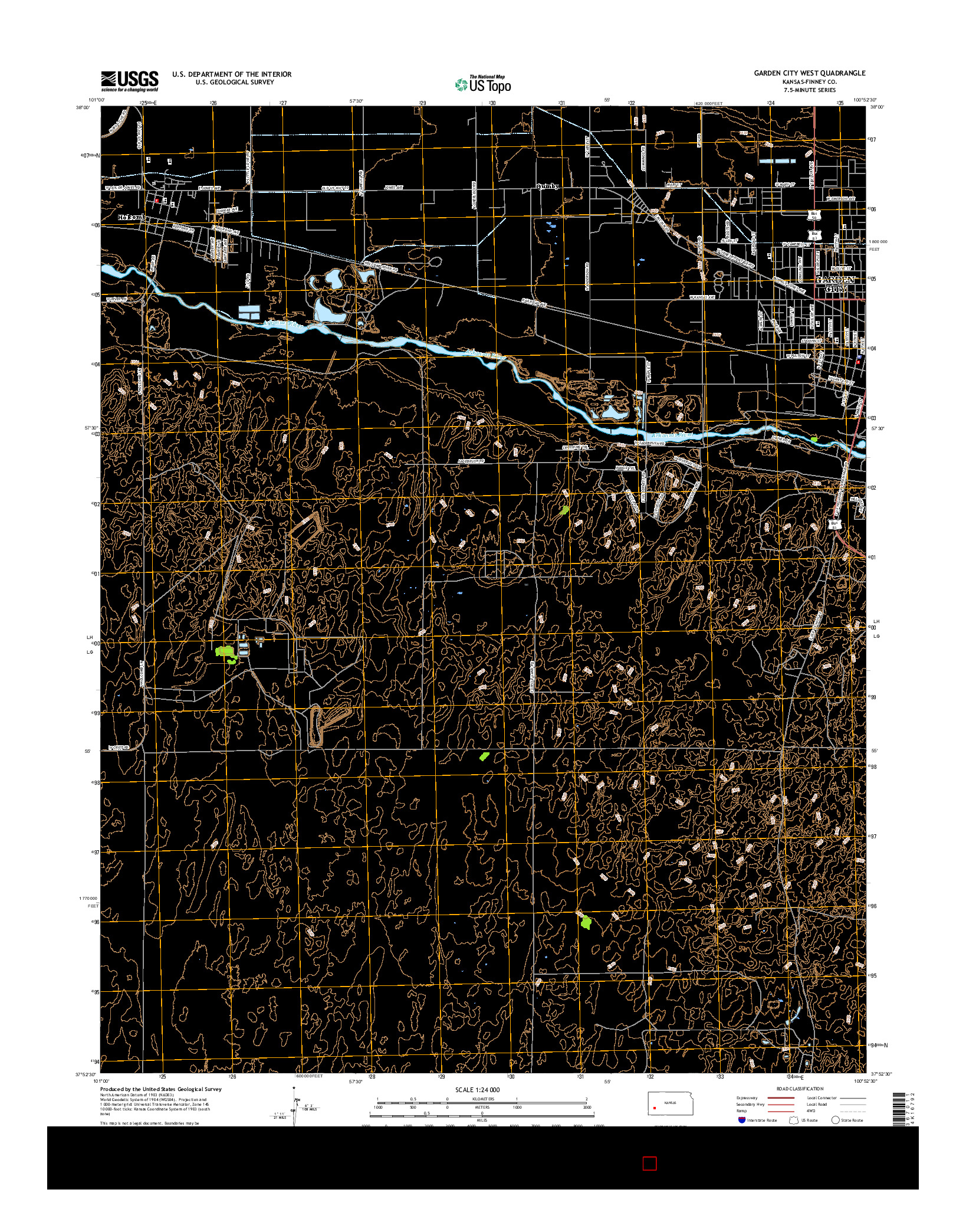 USGS US TOPO 7.5-MINUTE MAP FOR GARDEN CITY WEST, KS 2016